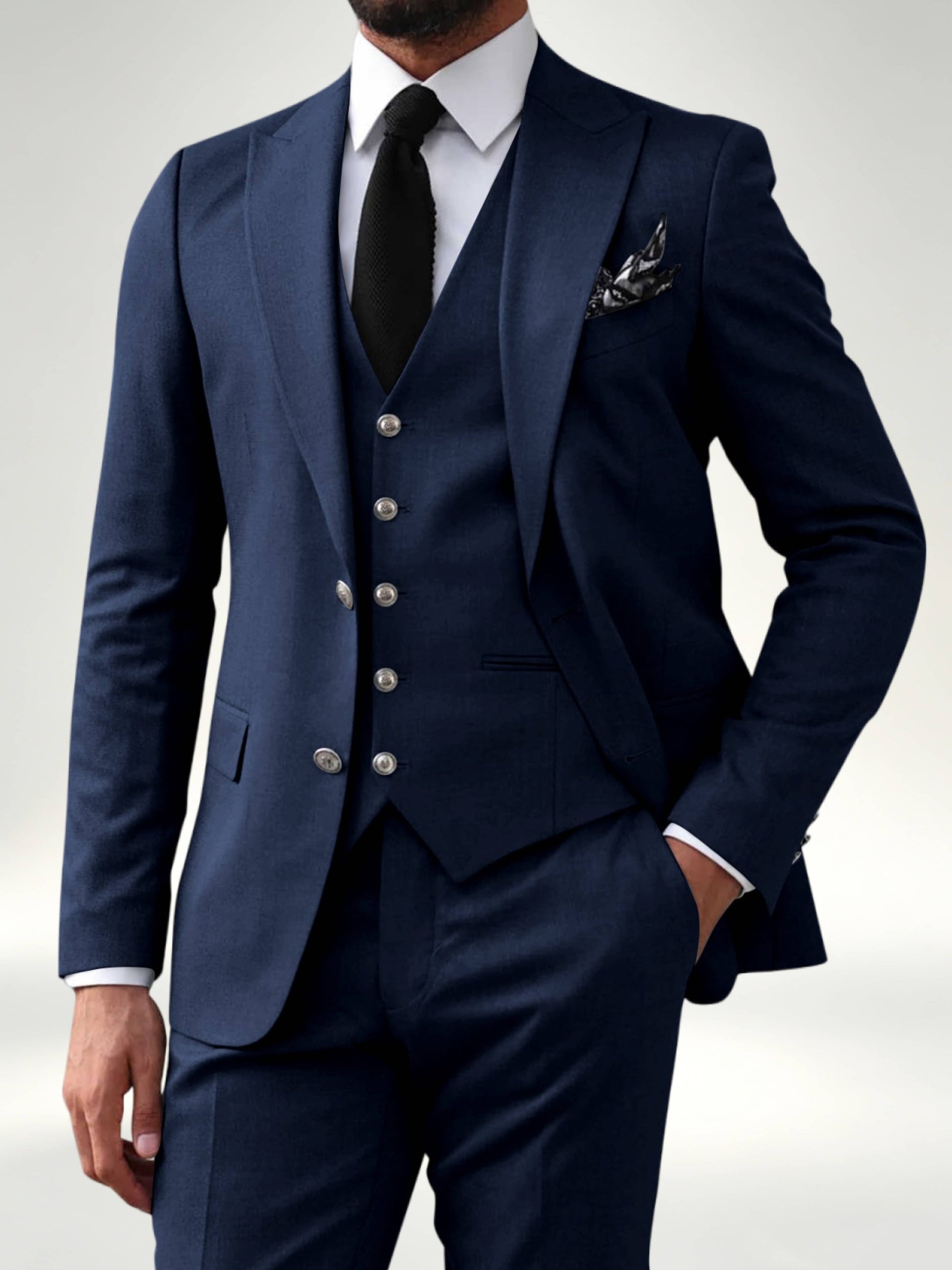 Elegant Men's 2 Button Solid 3 Pieces Formal Wedding Suits