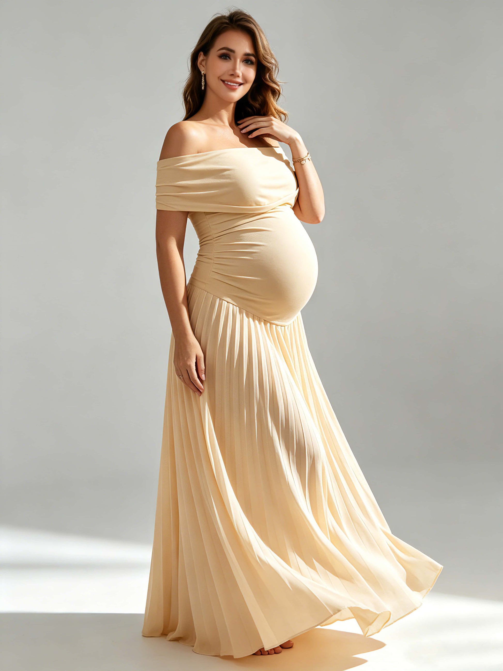 Off The Shoulder Spandex Maternity Dresses for Photoshoot