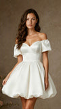 Satin Sweetheart Neck Bubble Short Wedding Dress