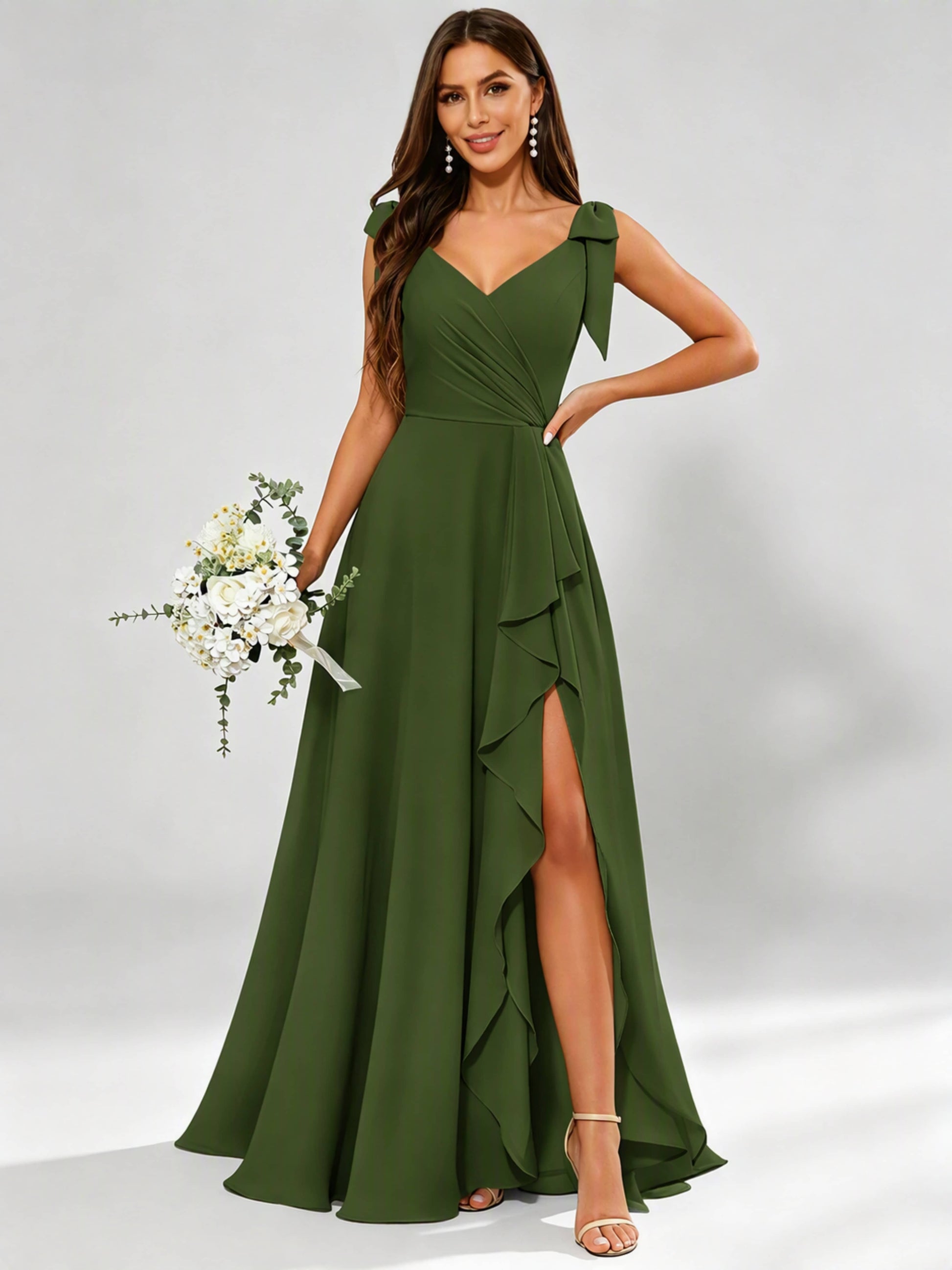 V-Neck Chiffon Bridesmaid Dresses