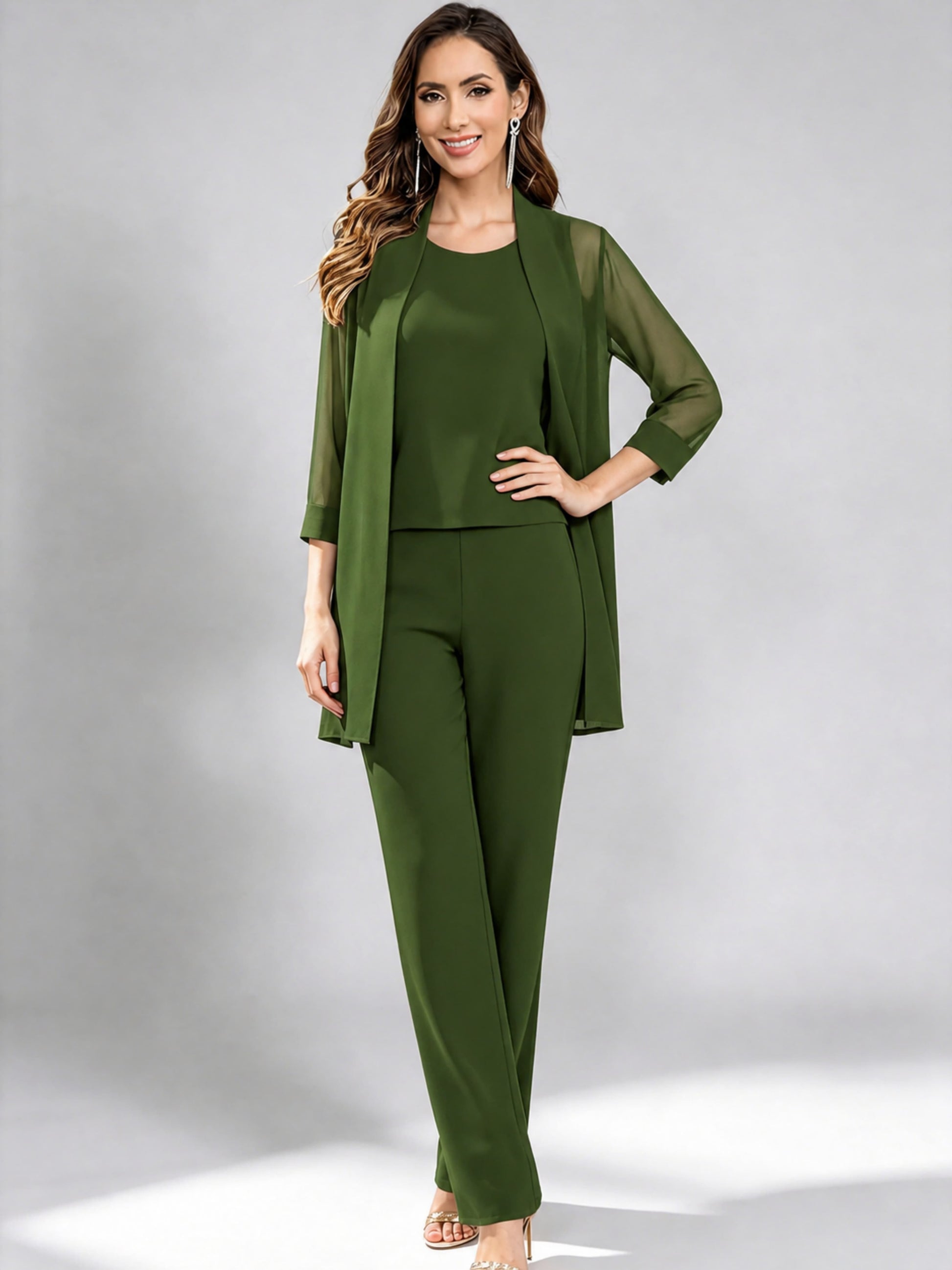 3 Pieces Mother of The Bride Pantsuits Formal Dressy Outfit