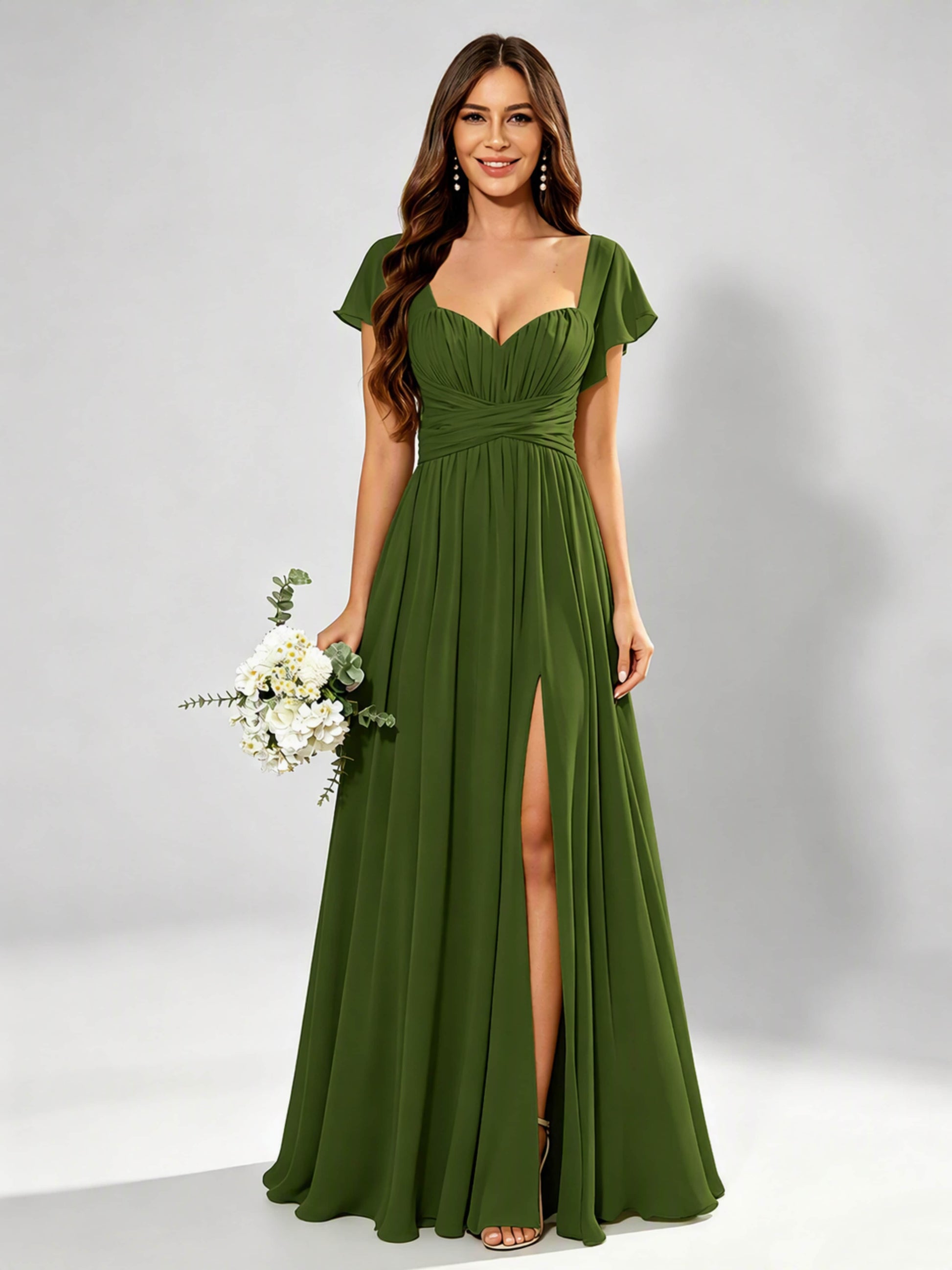 Chiffon Sweetheart Neck Empire Waist Bridesmaid Dresses