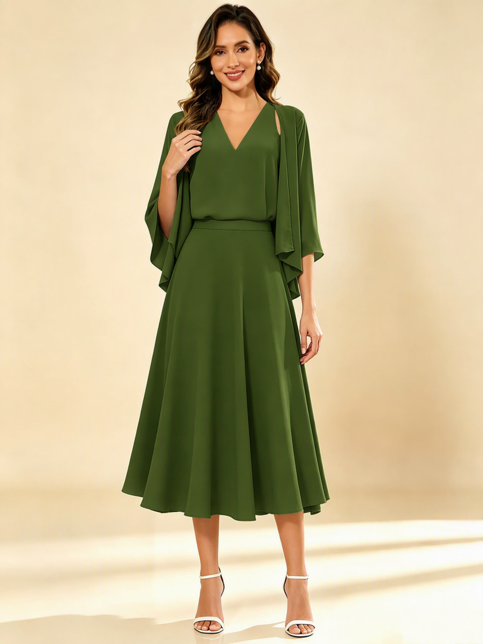 A-Line Chiffon 3 Pieces Dressy Mother of The Bride Dresses