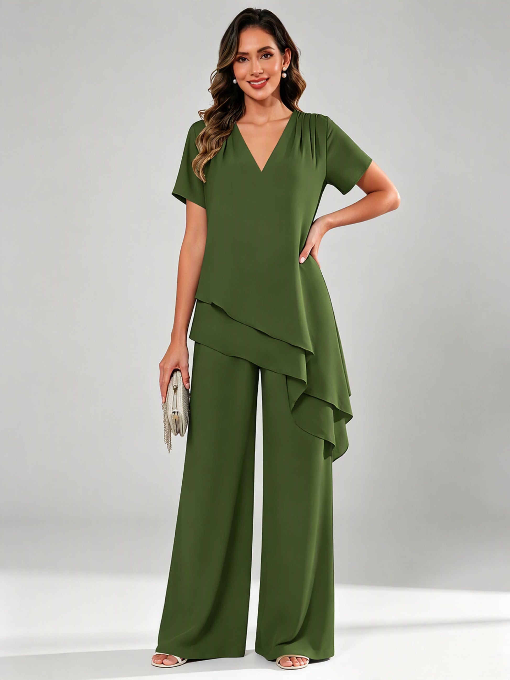 Chiffon 2 Pieces Dressy Mother of The Birde Pant Suits