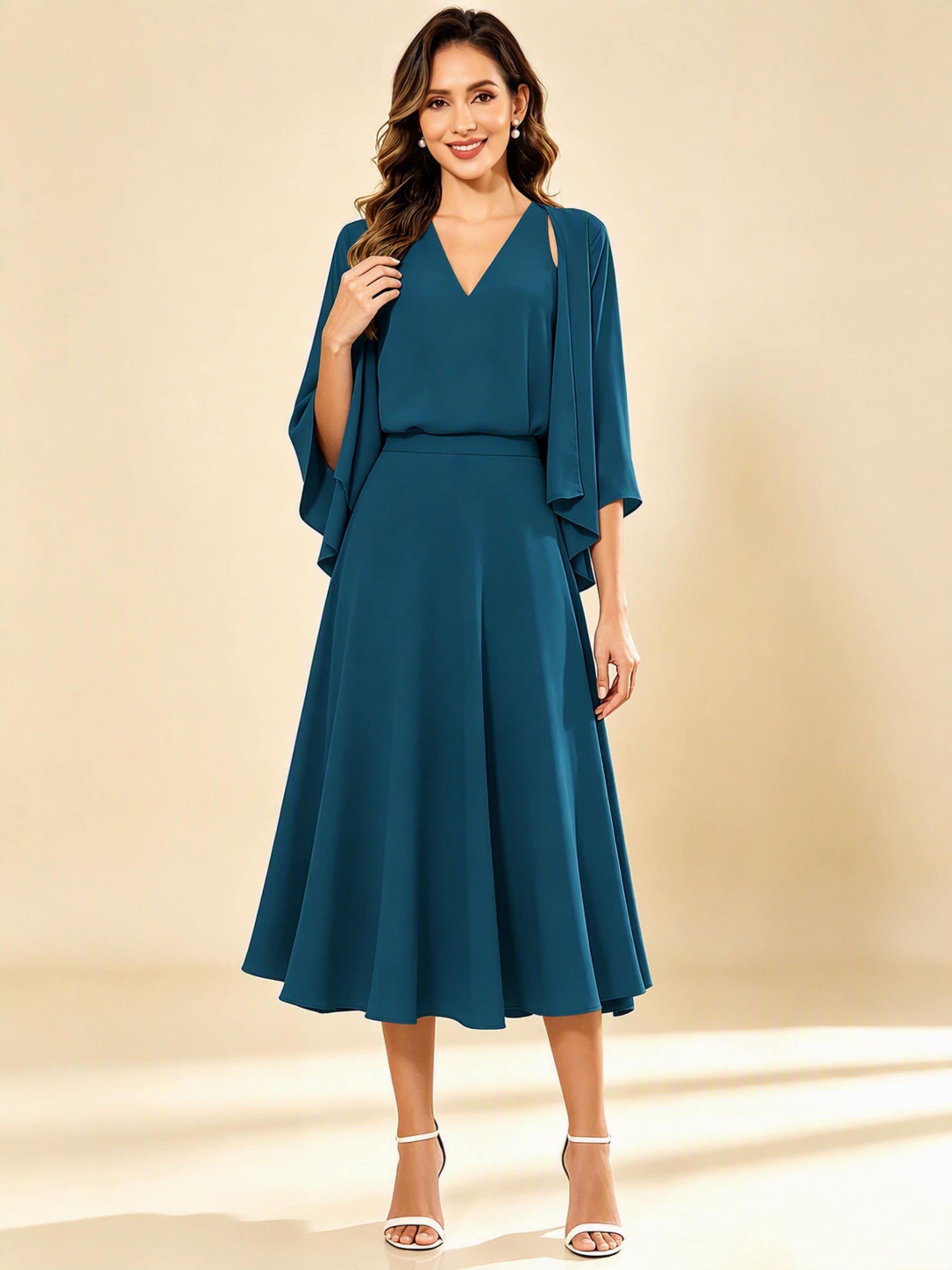 A-Line Chiffon 3 Pieces Dressy Mother of The Bride Dresses