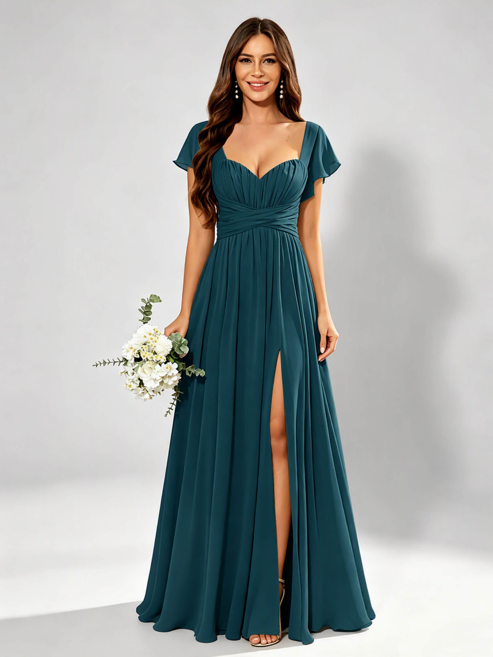 Chiffon Sweetheart Neck Empire Waist Bridesmaid Dresses