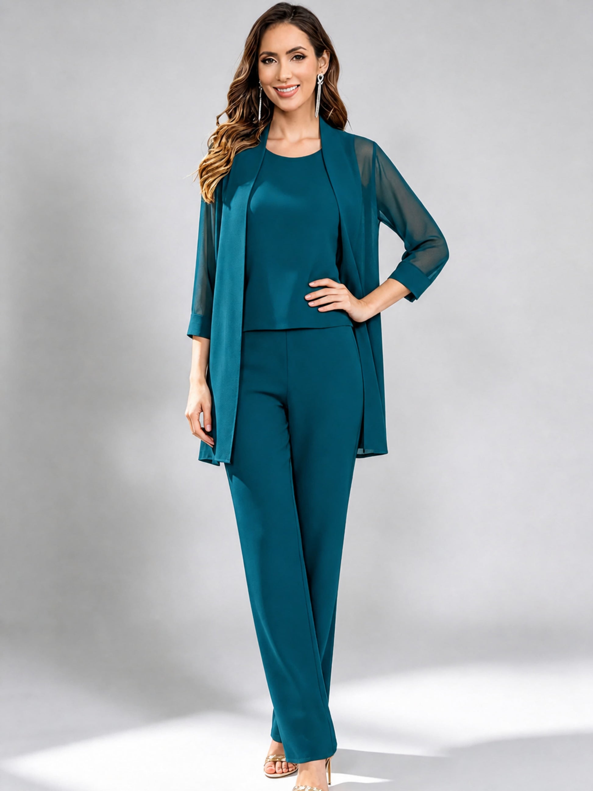 3 Pieces Mother of The Bride Pantsuits Formal Dressy Outfit