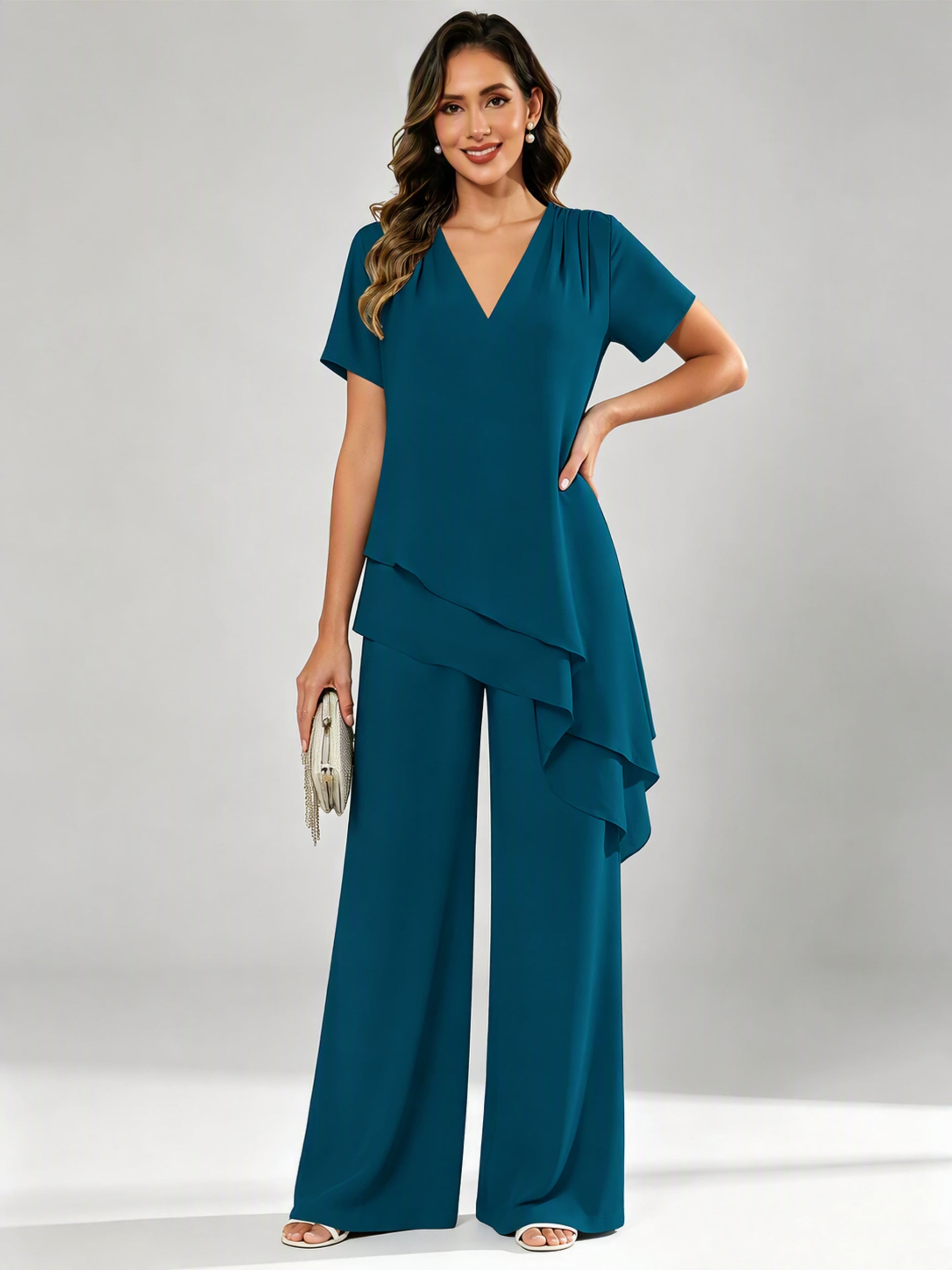 Chiffon 2 Pieces Dressy Mother of The Birde Pant Suits