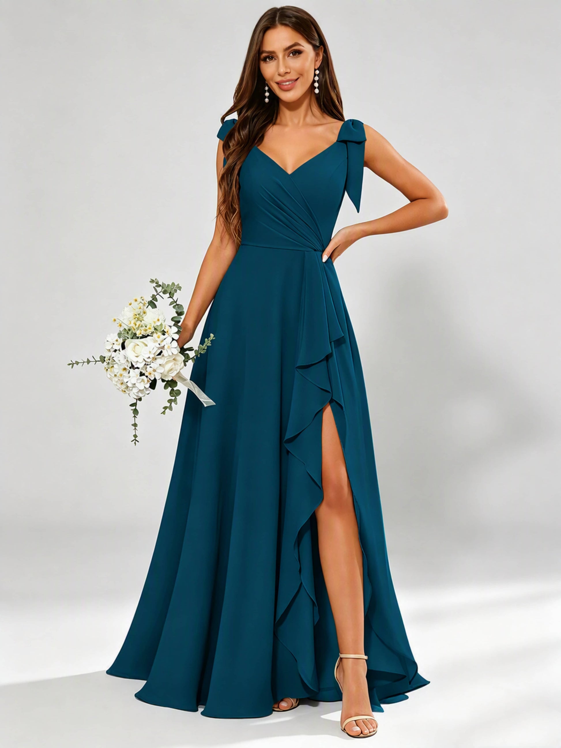 V-Neck Chiffon Bridesmaid Dresses