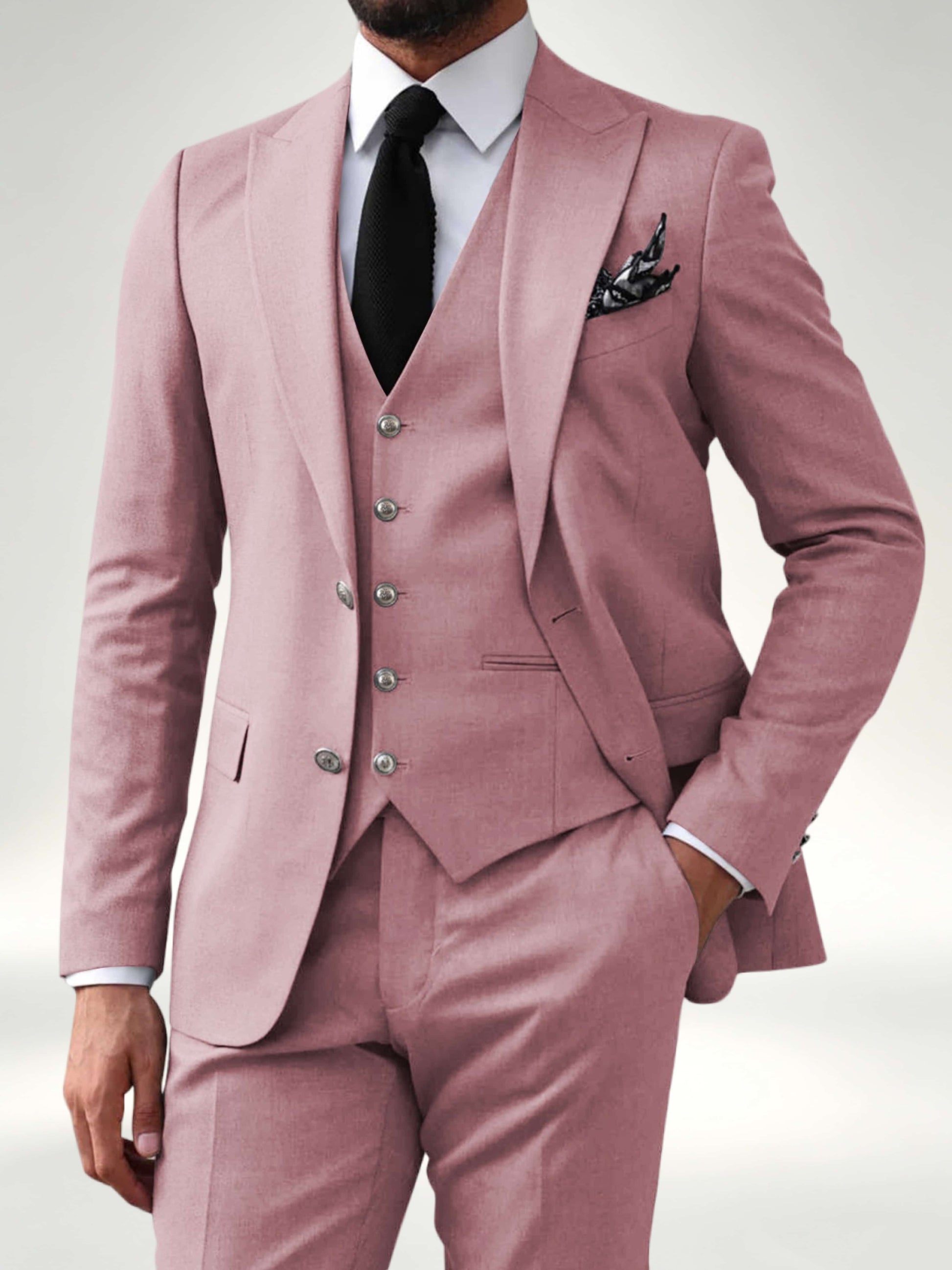 Elegant Men's 2 Button Solid 3 Pieces Formal Wedding Suits