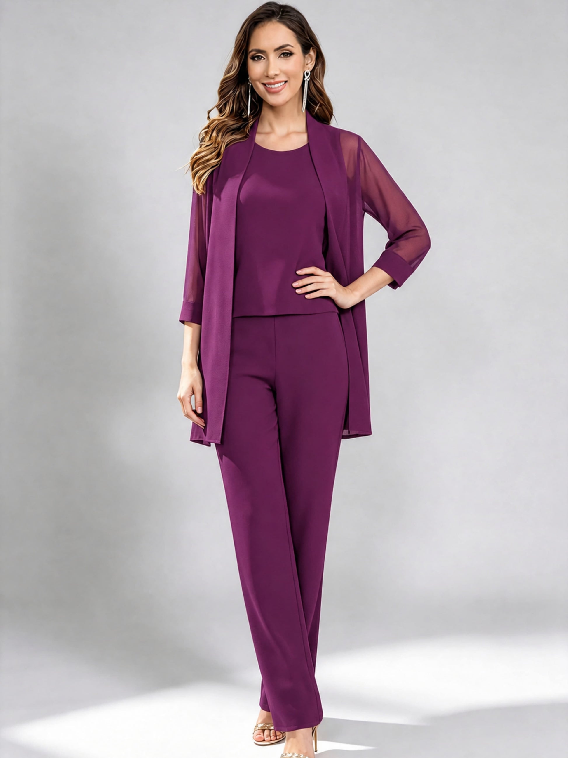 3 Pieces Mother of The Bride Pantsuits Formal Dressy Outfit