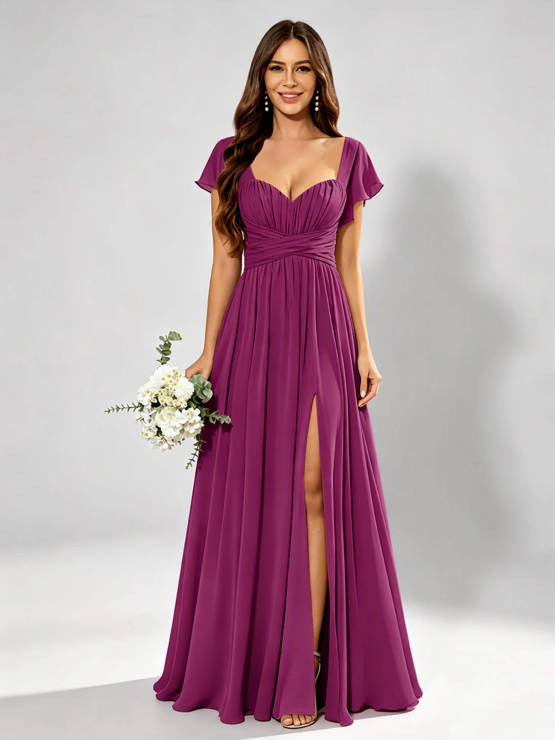 Chiffon Sweetheart Neck Empire Waist Bridesmaid Dresses