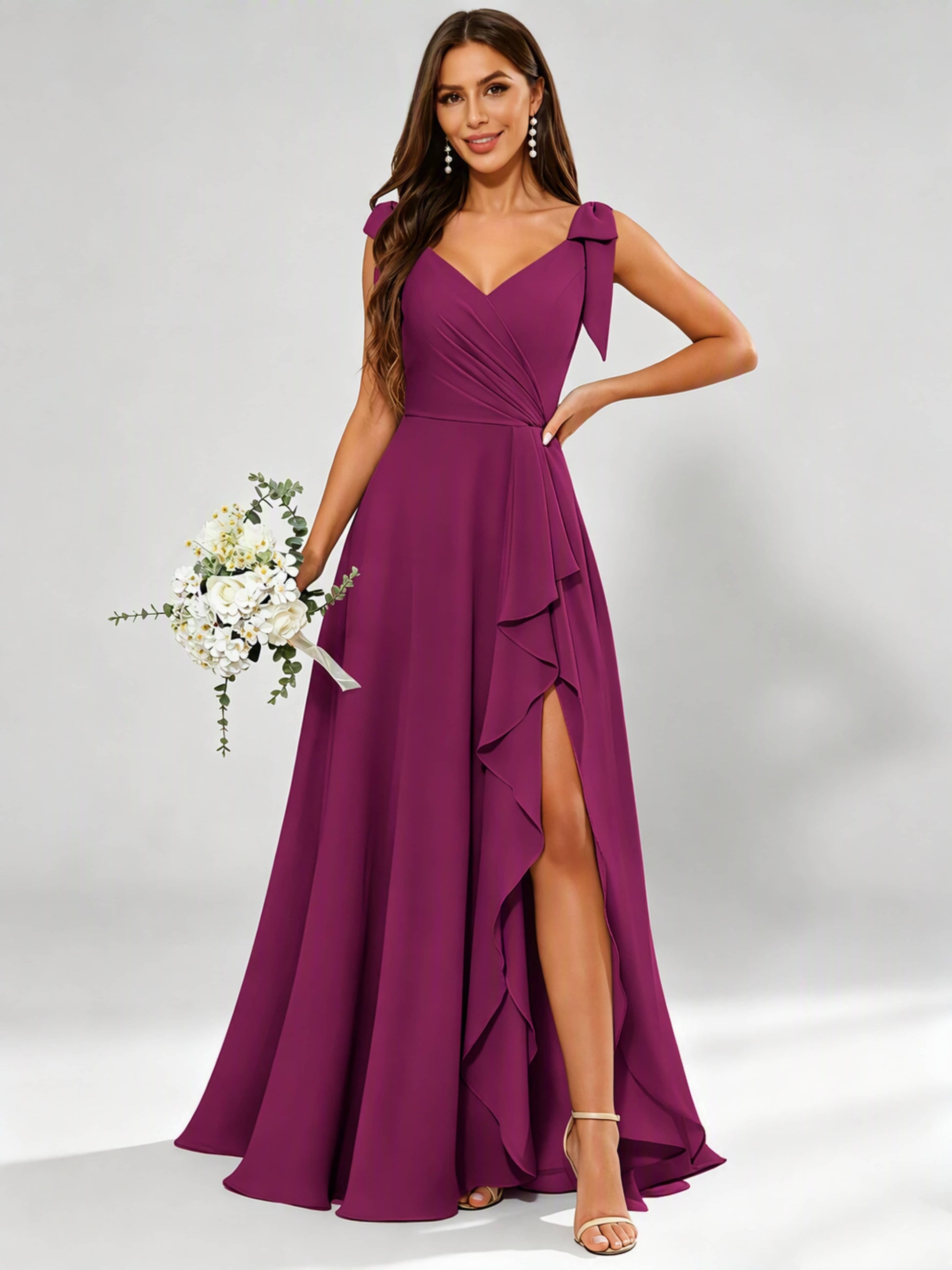 V-Neck Chiffon Bridesmaid Dresses