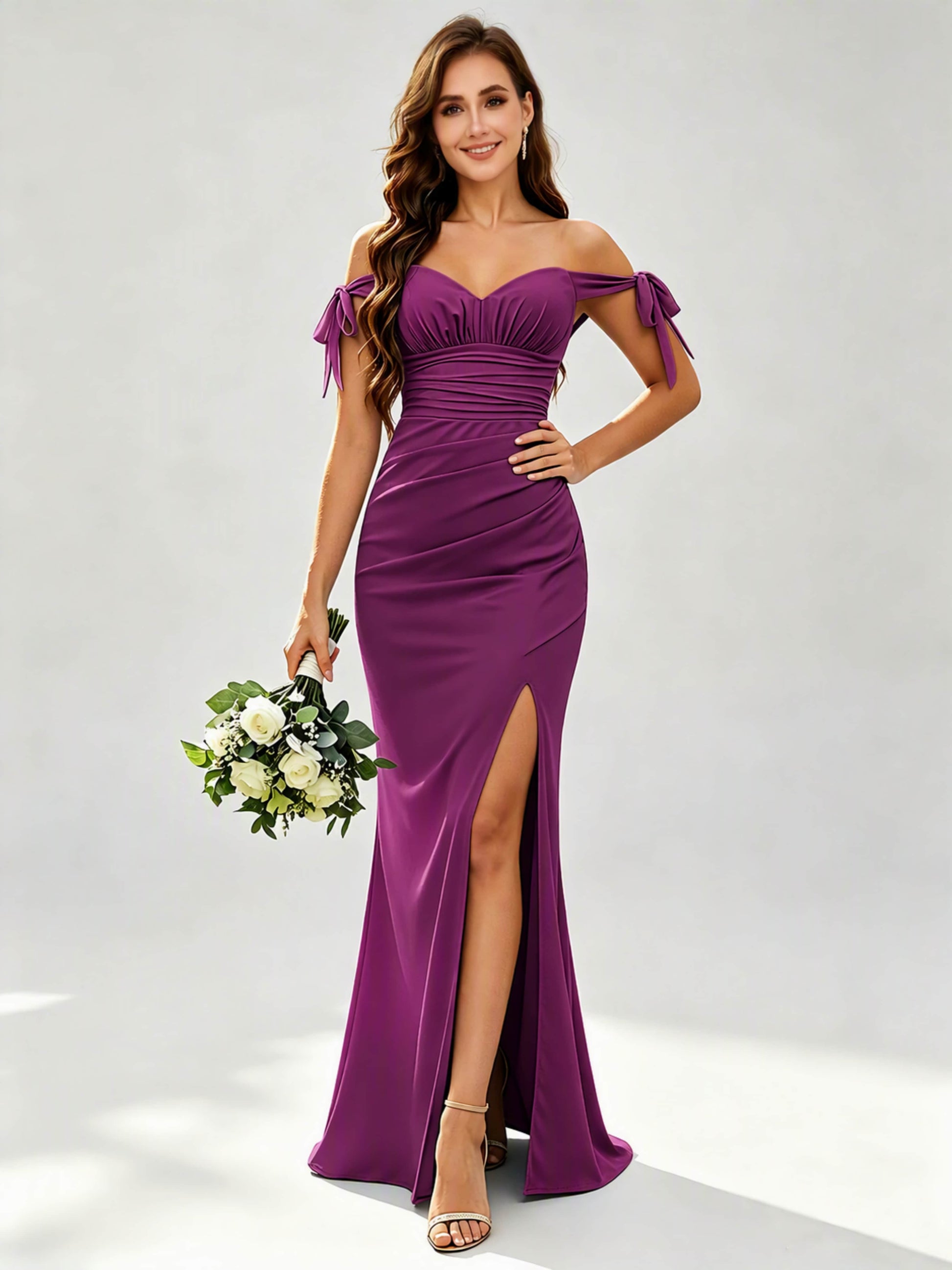 Elegant Off The Shoulder Chiffon Mermaid Formal Bridesmaid Dresses