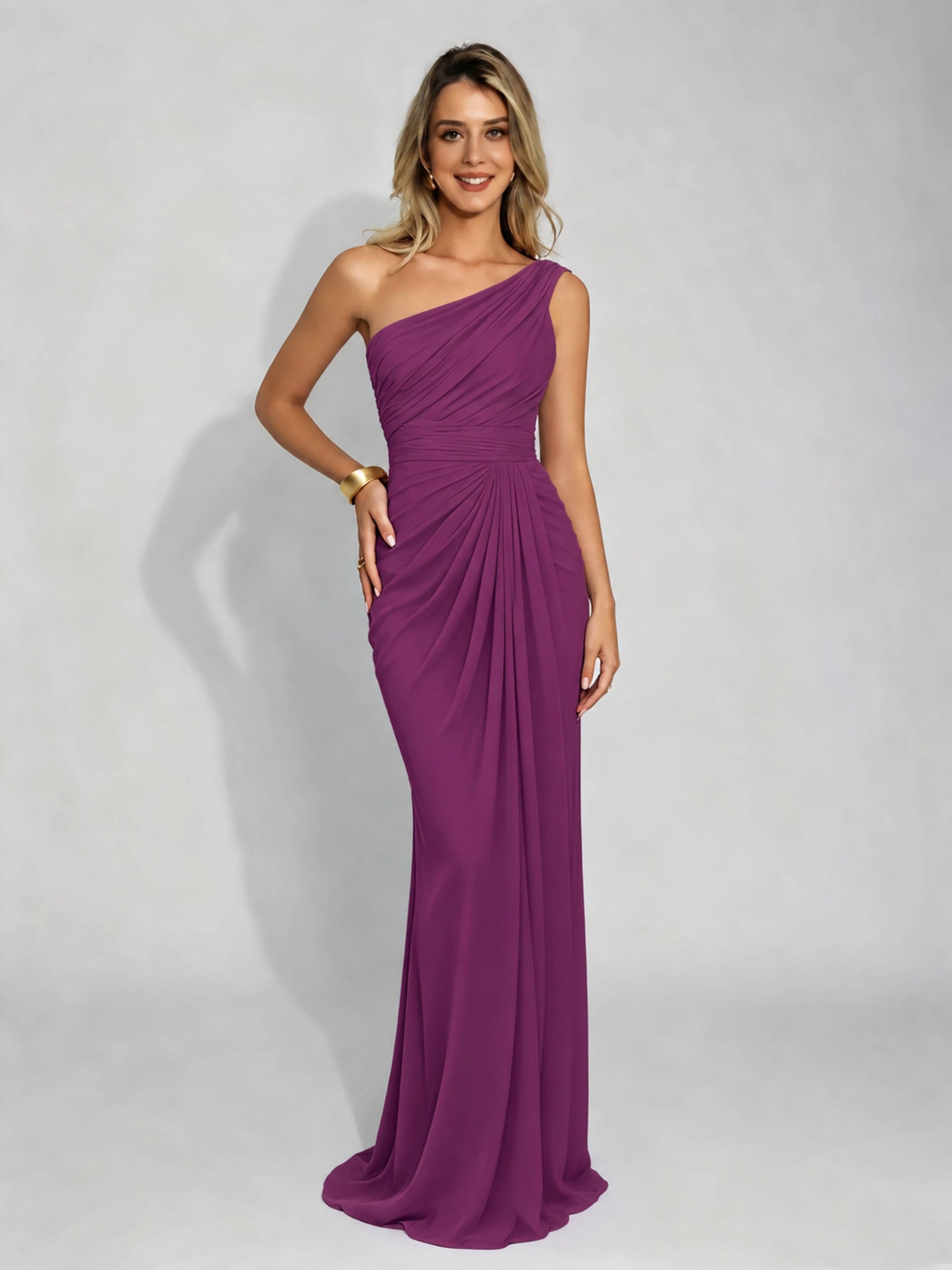 One Shoulder Pleated Mermaid Bridesmaid Dresses