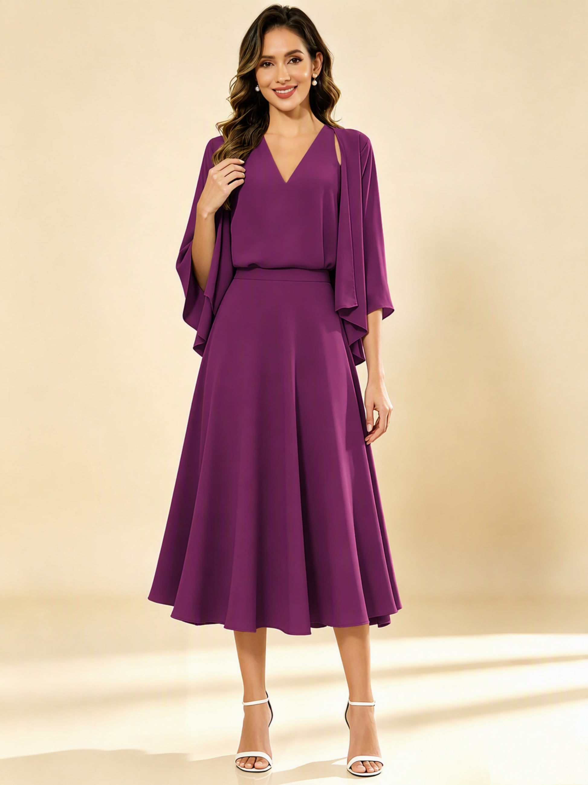 A-Line Chiffon 3 Pieces Dressy Mother of The Bride Dresses