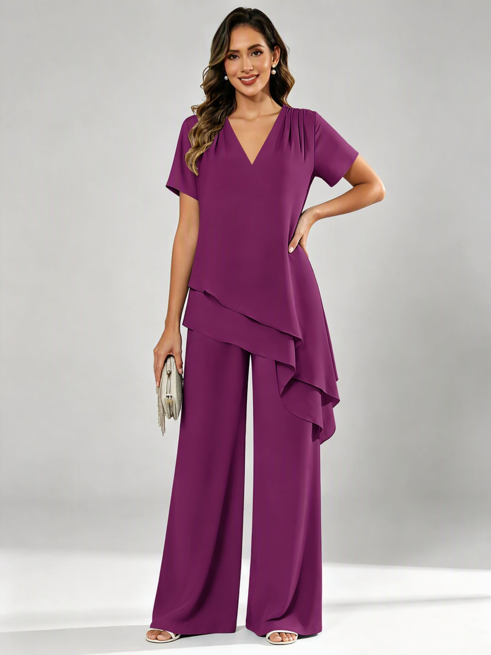 Chiffon 2 Pieces Dressy Mother of The Birde Pant Suits