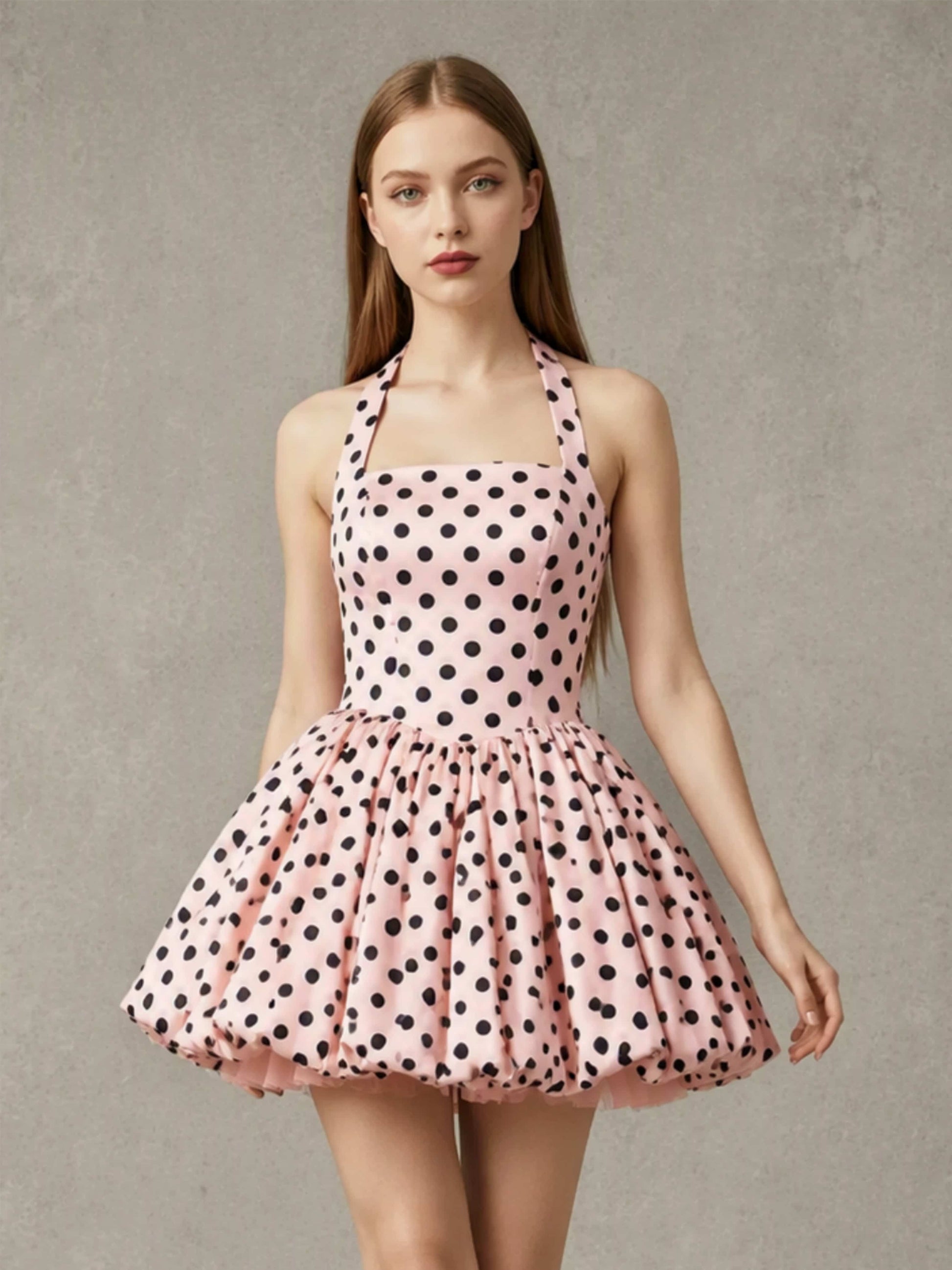 Satin Bubble Homecoming Dresses for Teens Halter Mini Gown
