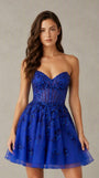Strapless Tulle Appliques Puffy Homecoming Dresses for Teens