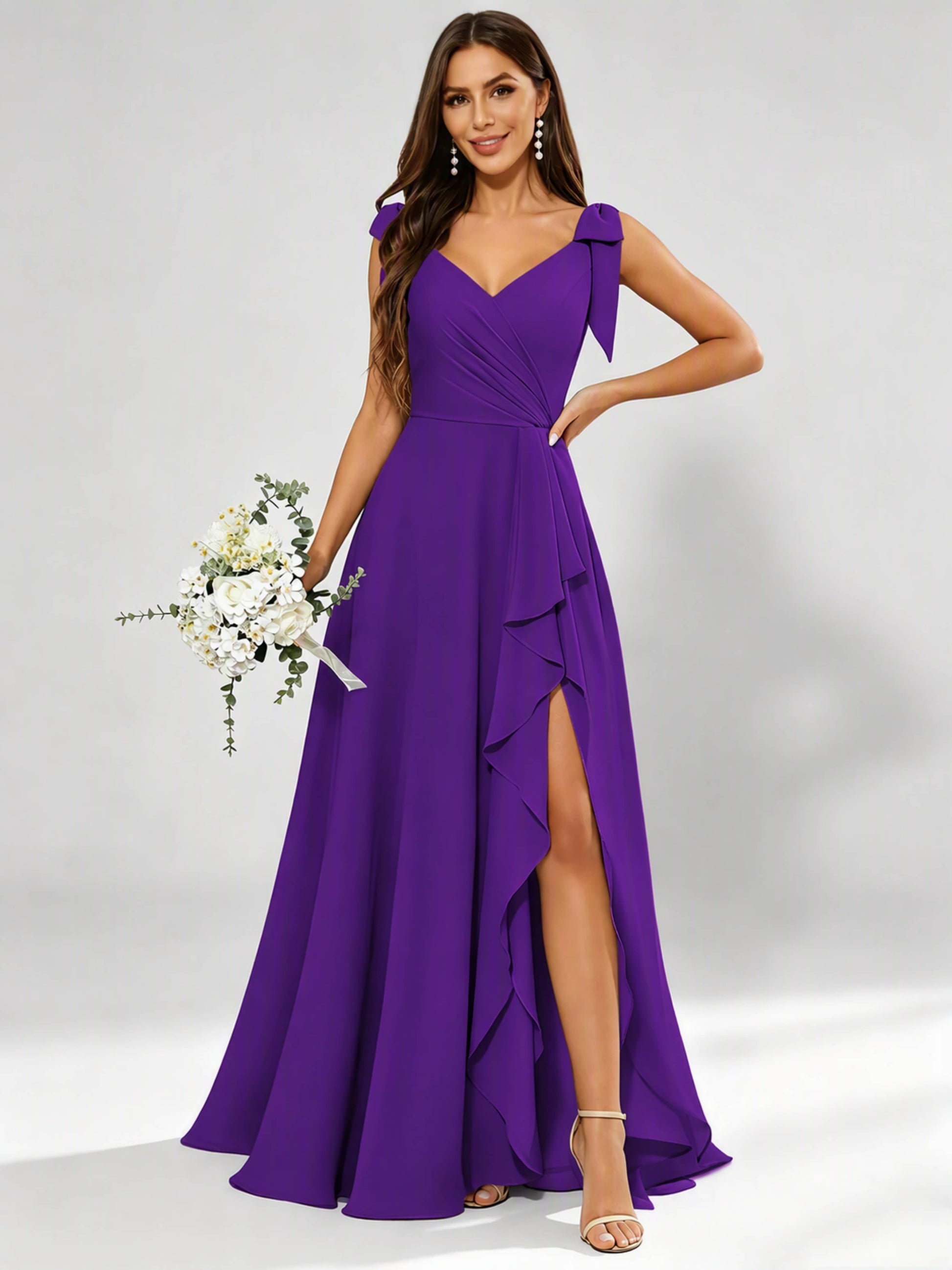 V-Neck Chiffon Bridesmaid Dresses