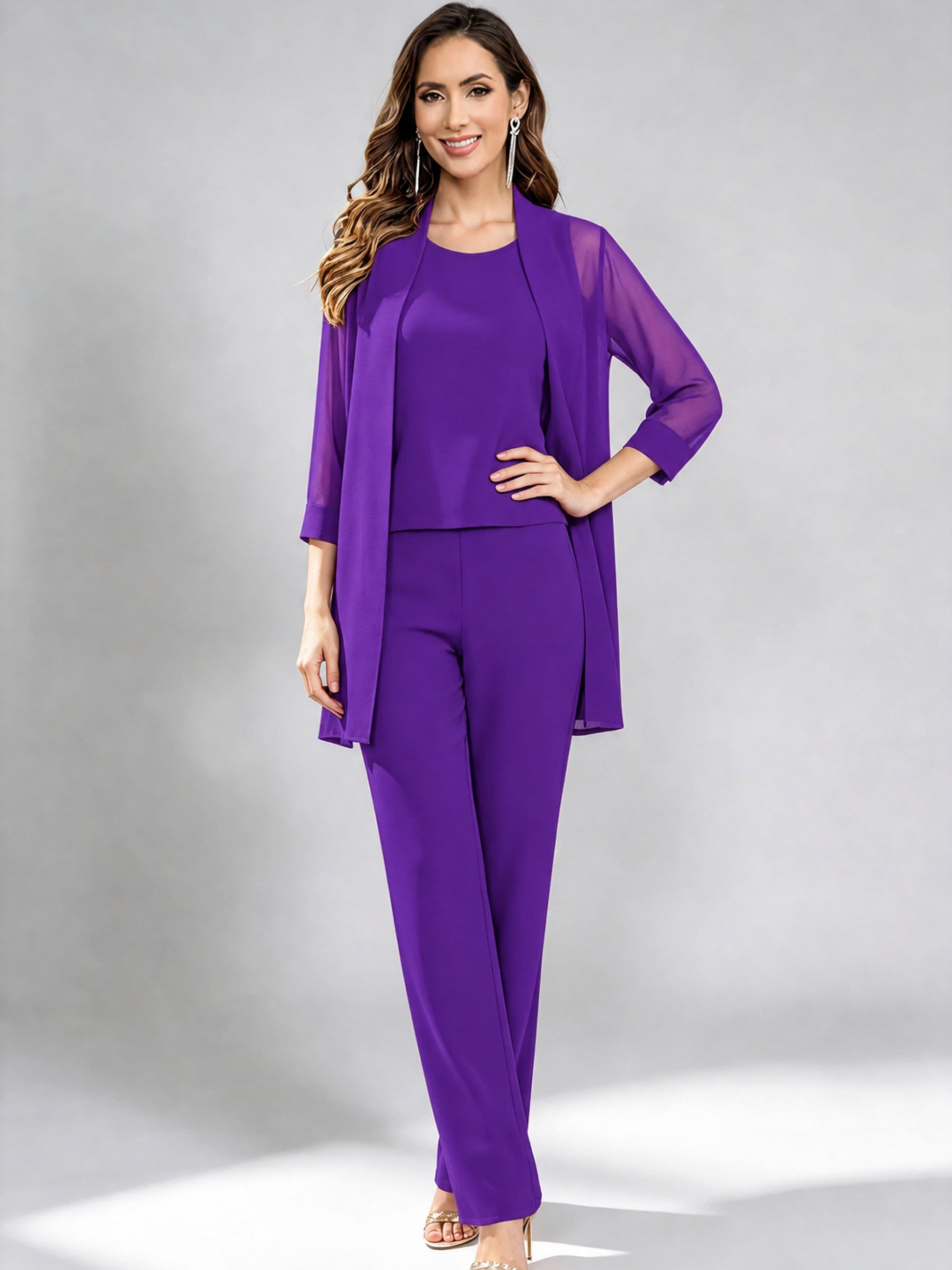 3 Pieces Mother of The Bride Pantsuits Formal Dressy Outfit