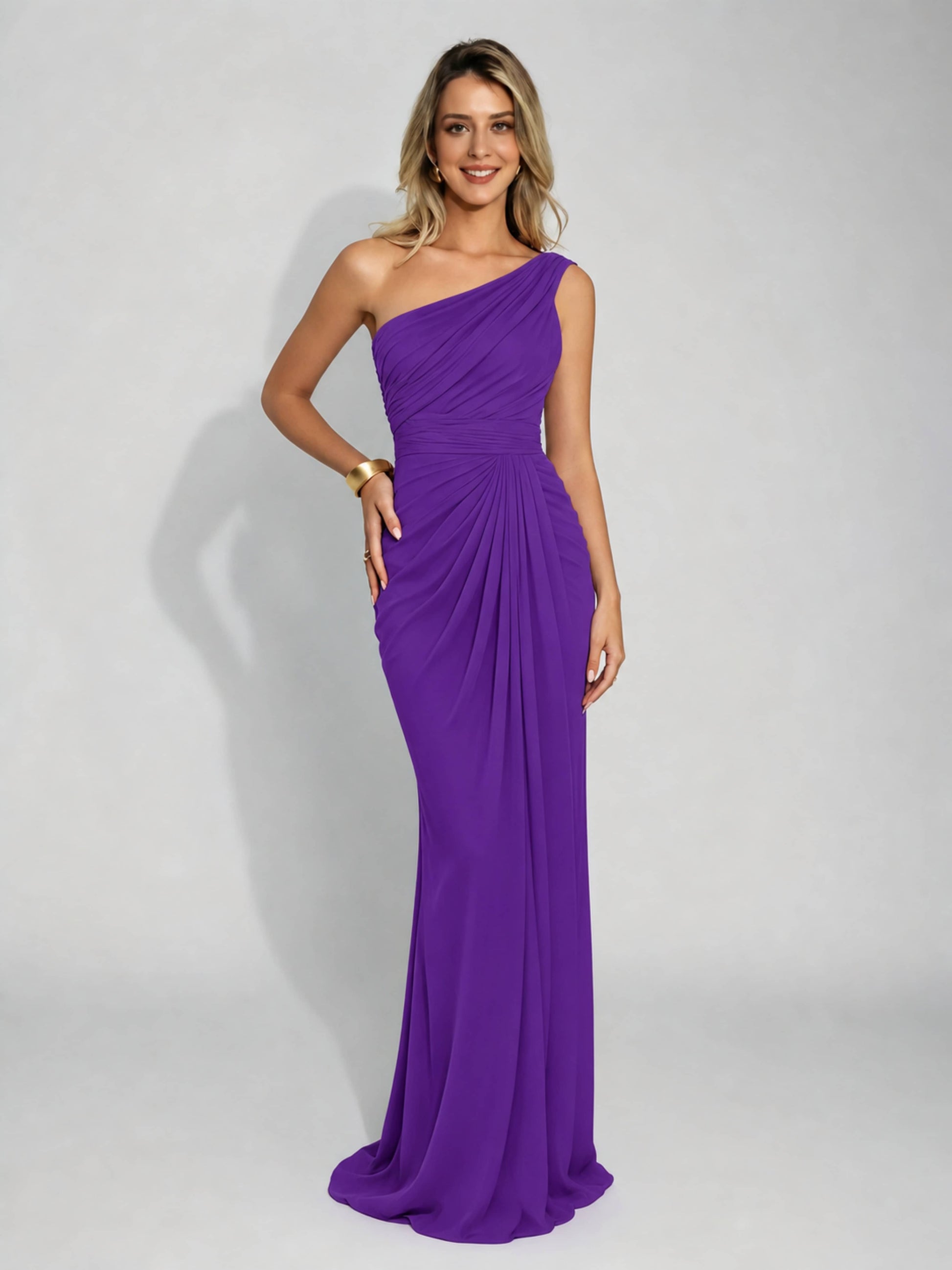 One Shoulder Pleated Mermaid Bridesmaid Dresses