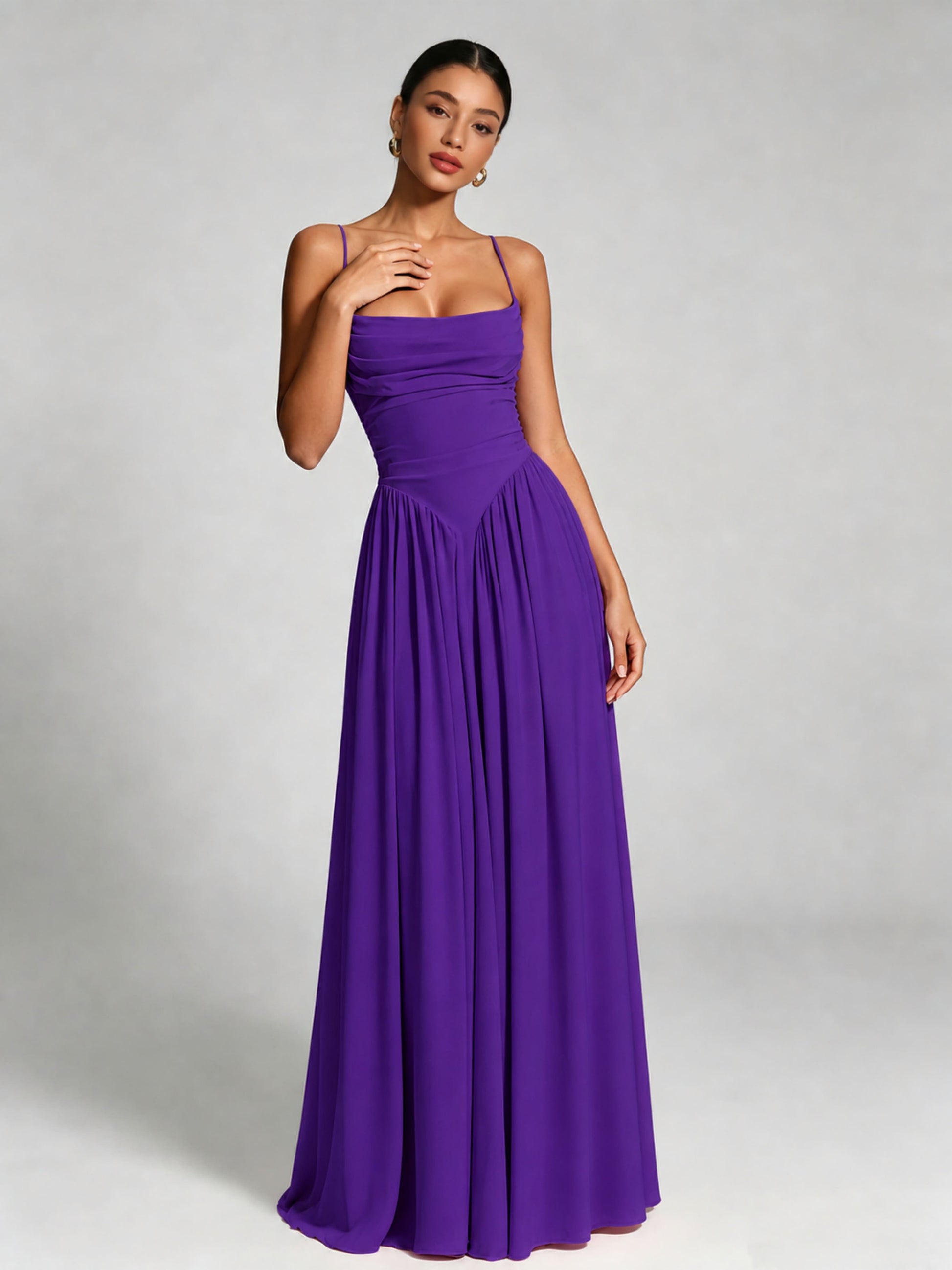 Spaghetti Straps Bridesmaid Dresses Chiffon Backless Wedding Guest Gown