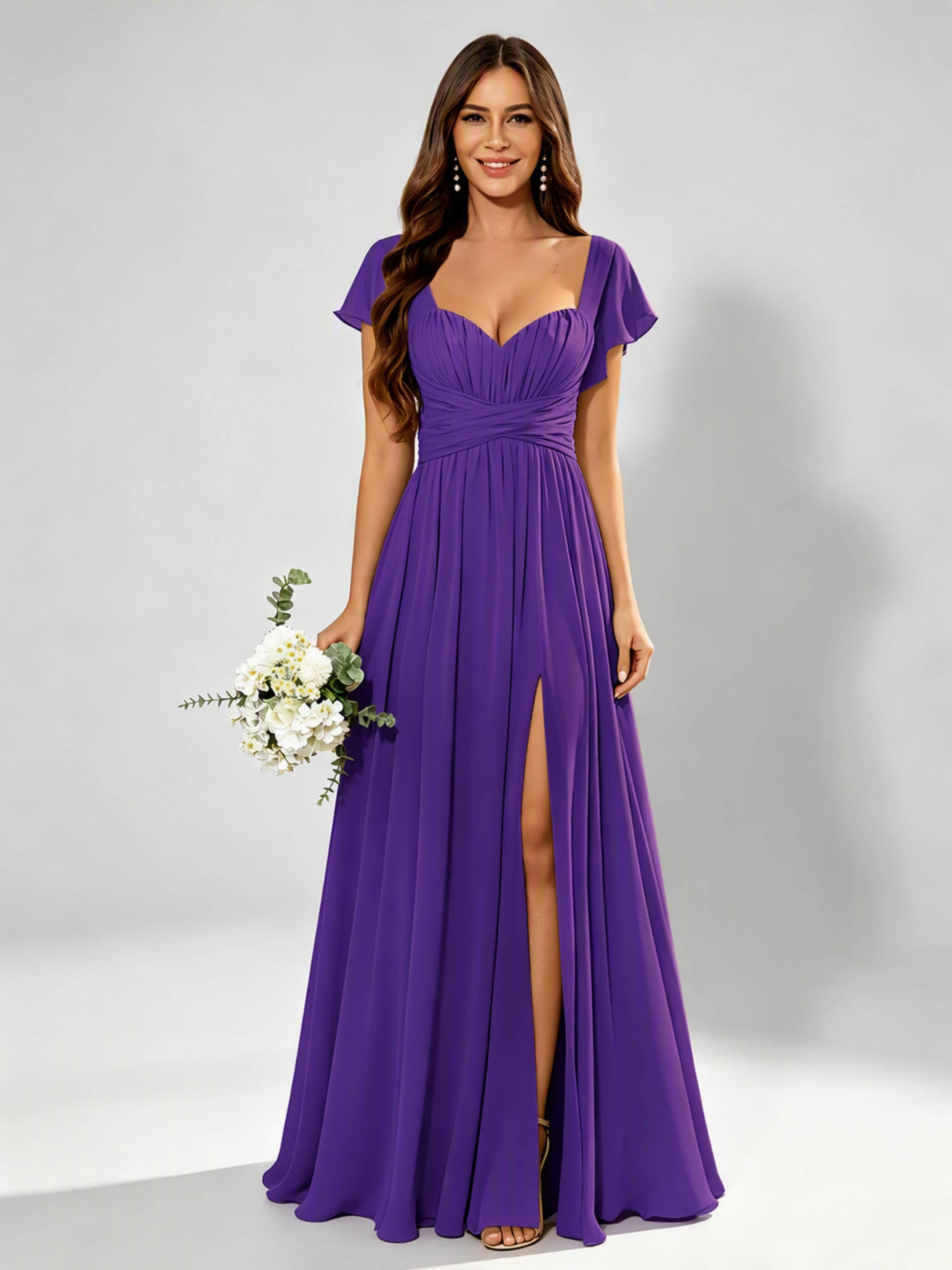 Chiffon Sweetheart Neck Empire Waist Bridesmaid Dresses