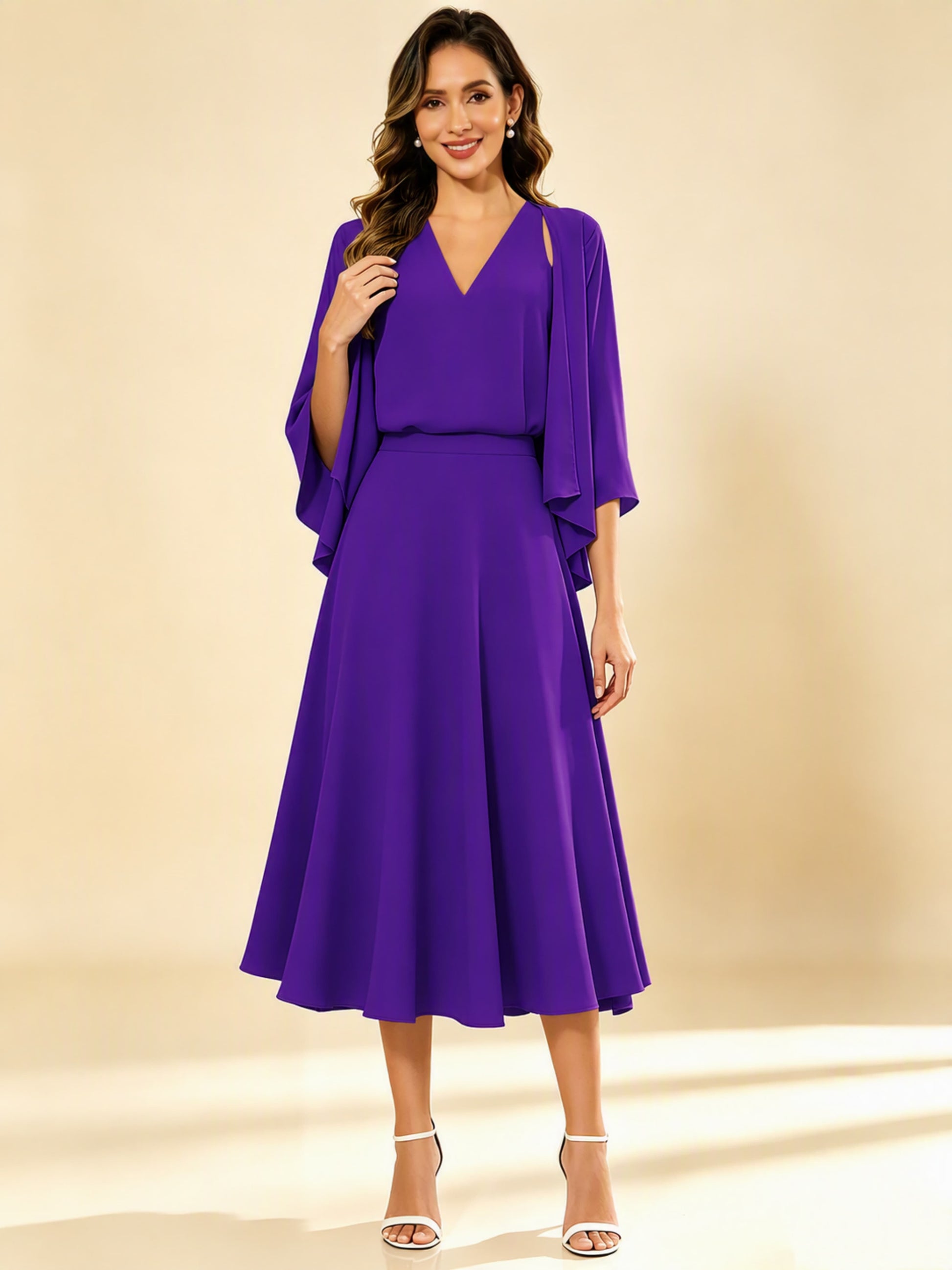 A-Line Chiffon 3 Pieces Dressy Mother of The Bride Dresses