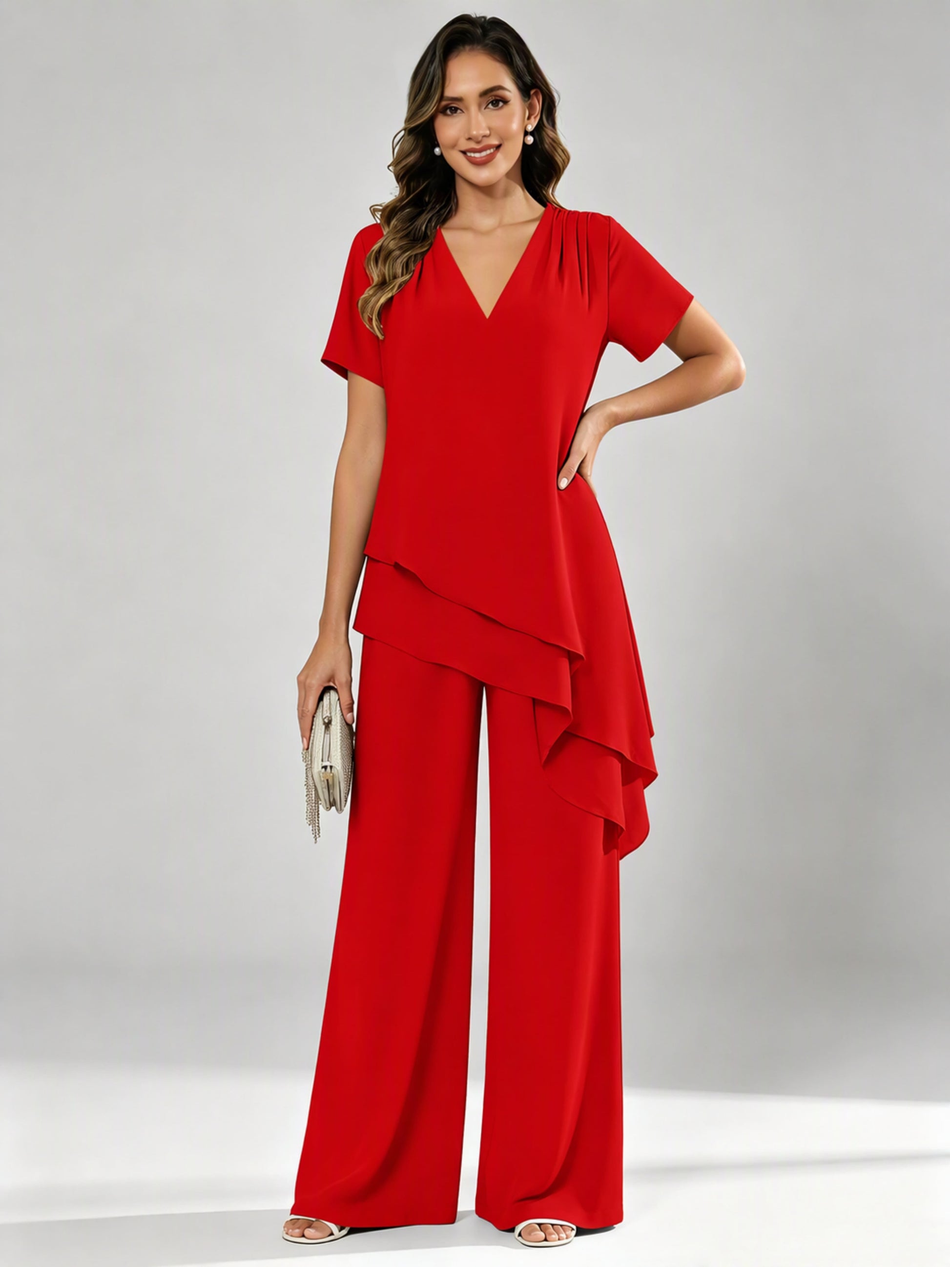 Chiffon 2 Pieces Dressy Mother of The Birde Pant Suits