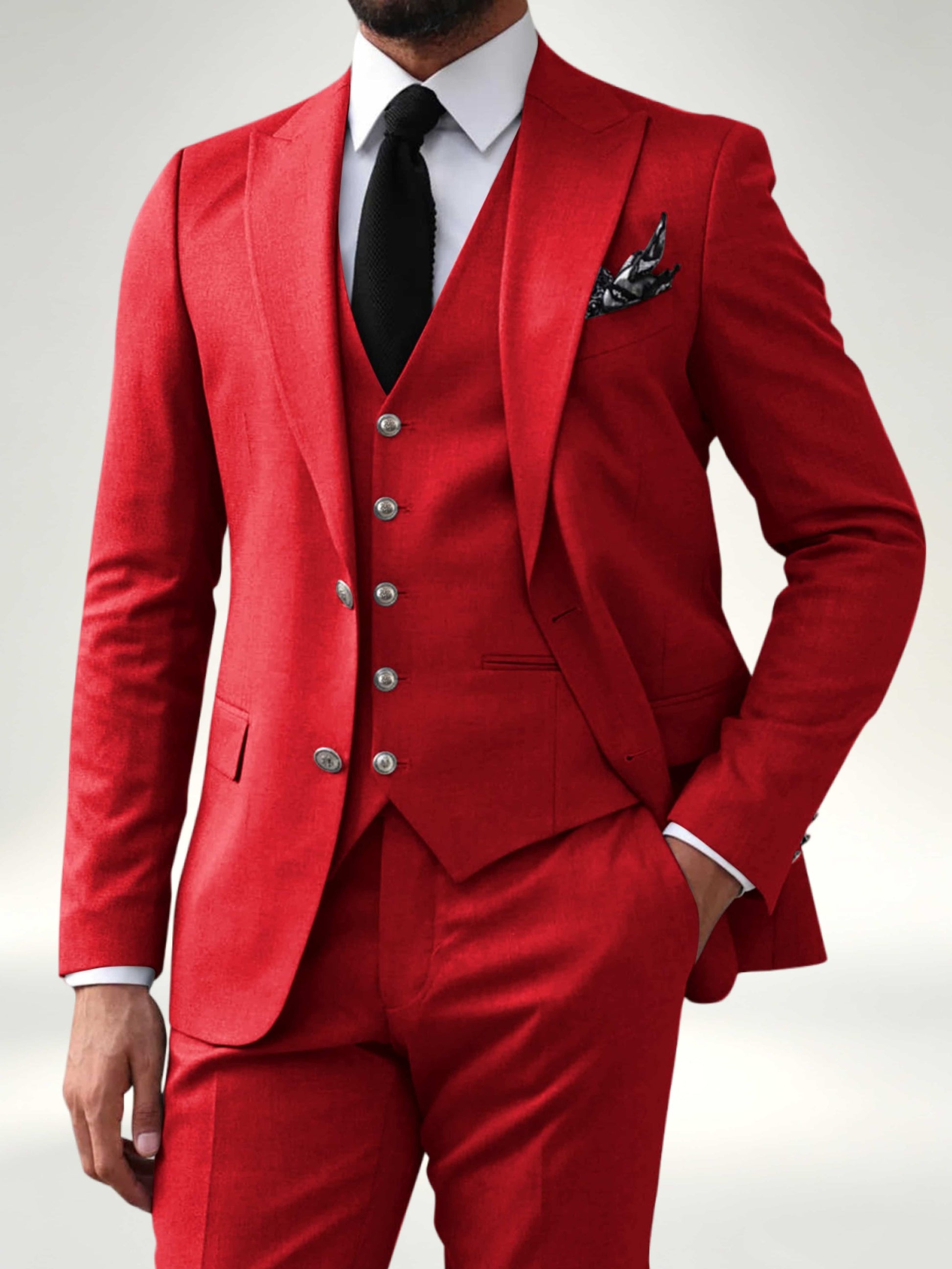 Elegant Men's 2 Button Solid 3 Pieces Formal Wedding Suits
