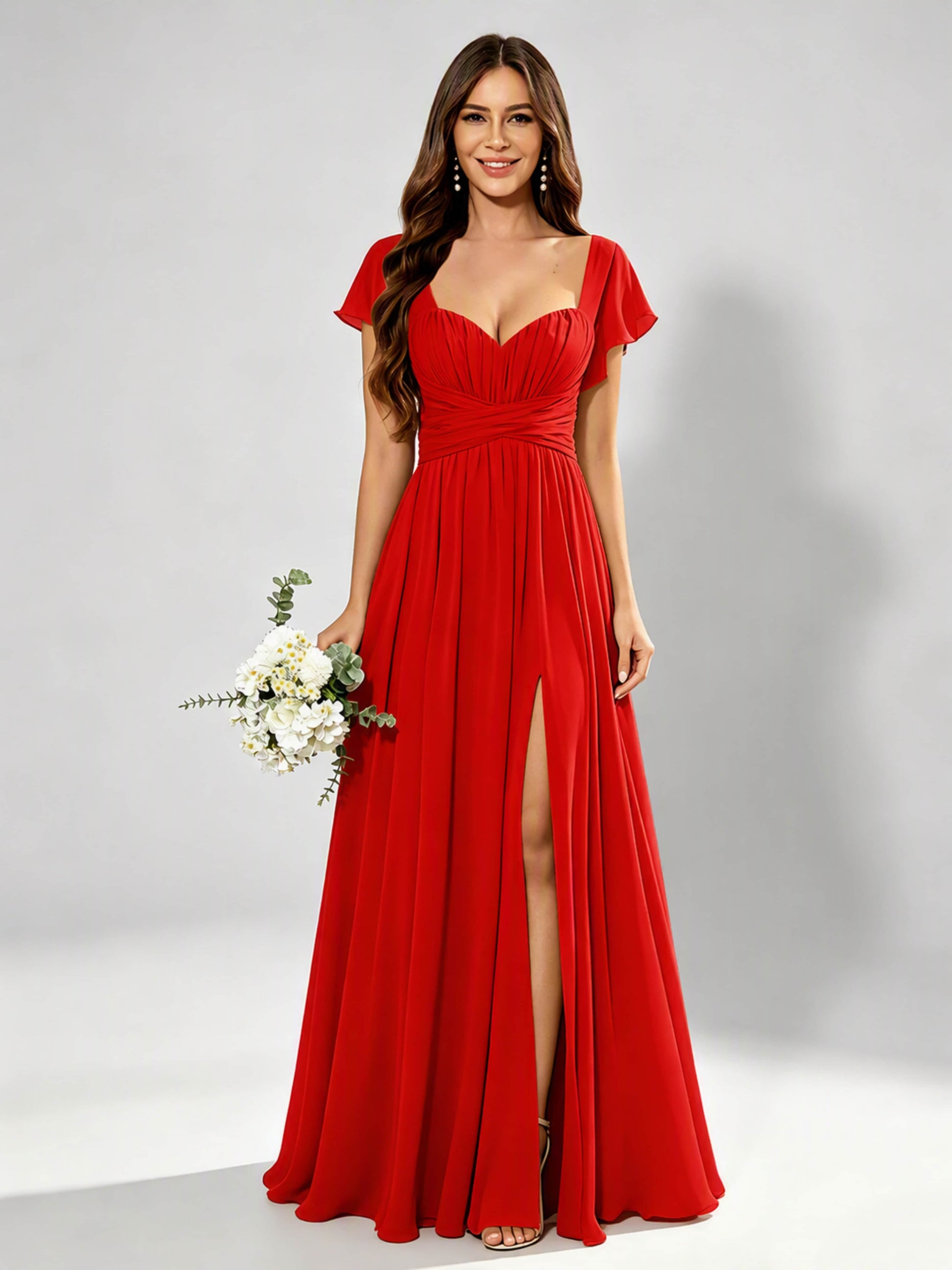 Chiffon Sweetheart Neck Empire Waist Bridesmaid Dresses