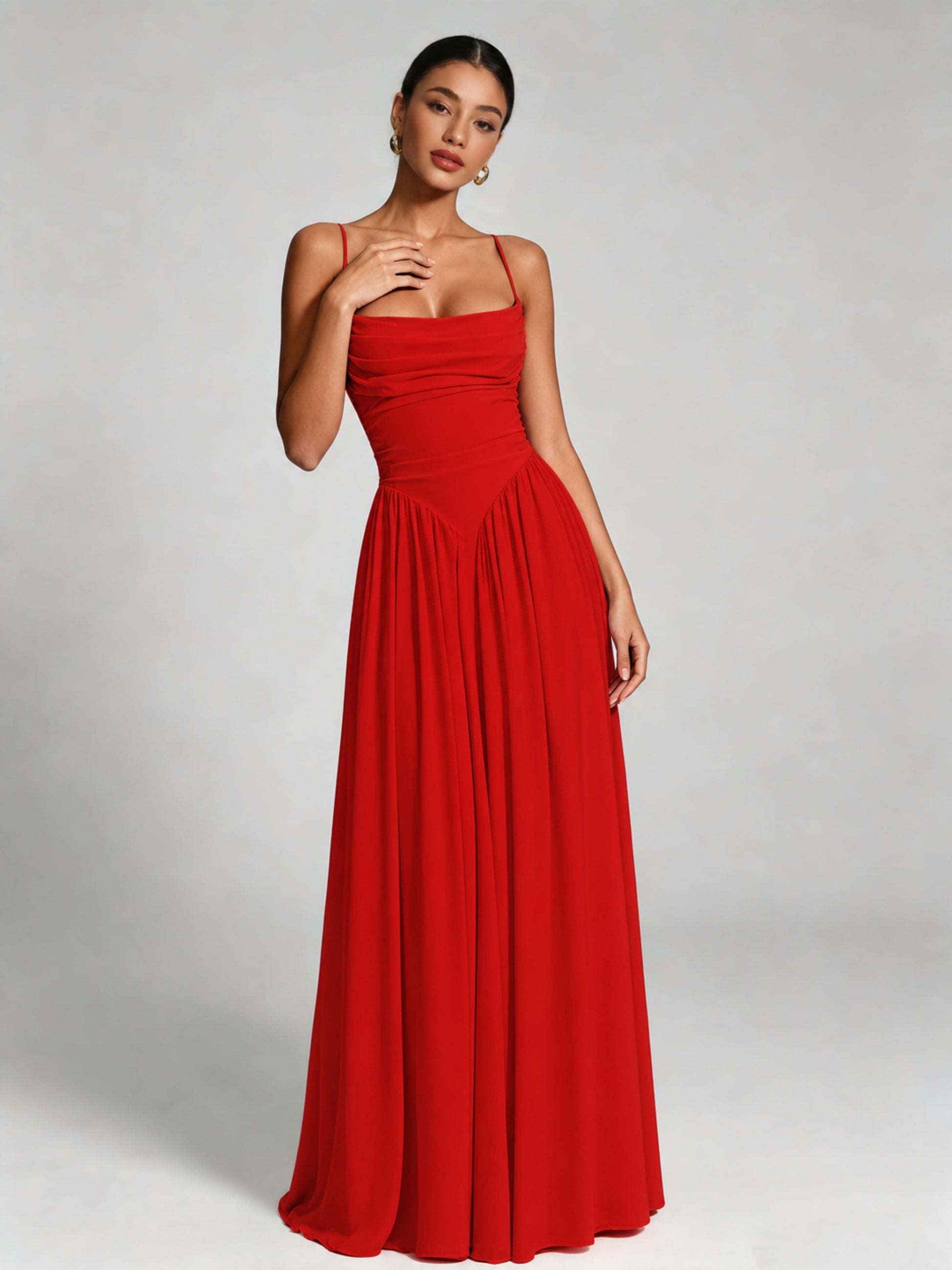 Spaghetti Straps Bridesmaid Dresses Chiffon Backless Wedding Guest Gown