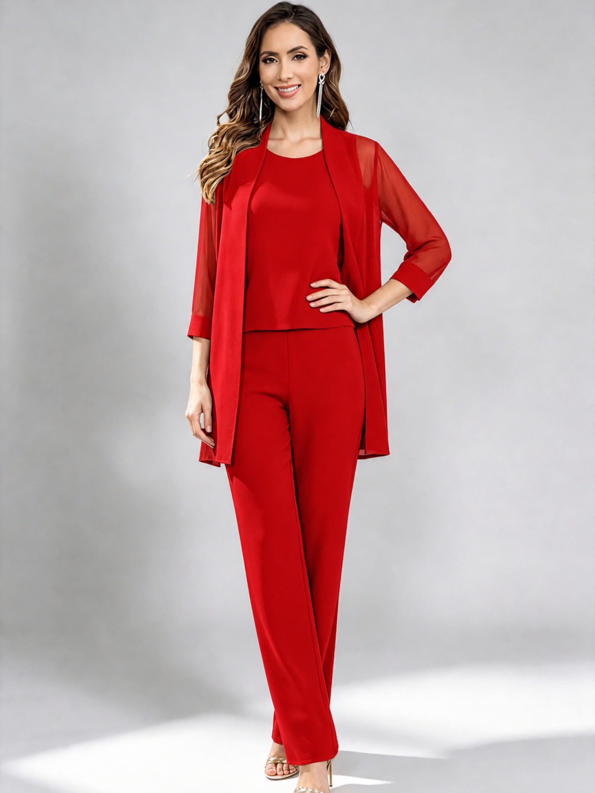 3 Pieces Mother of The Bride Pantsuits Formal Dressy Outfit
