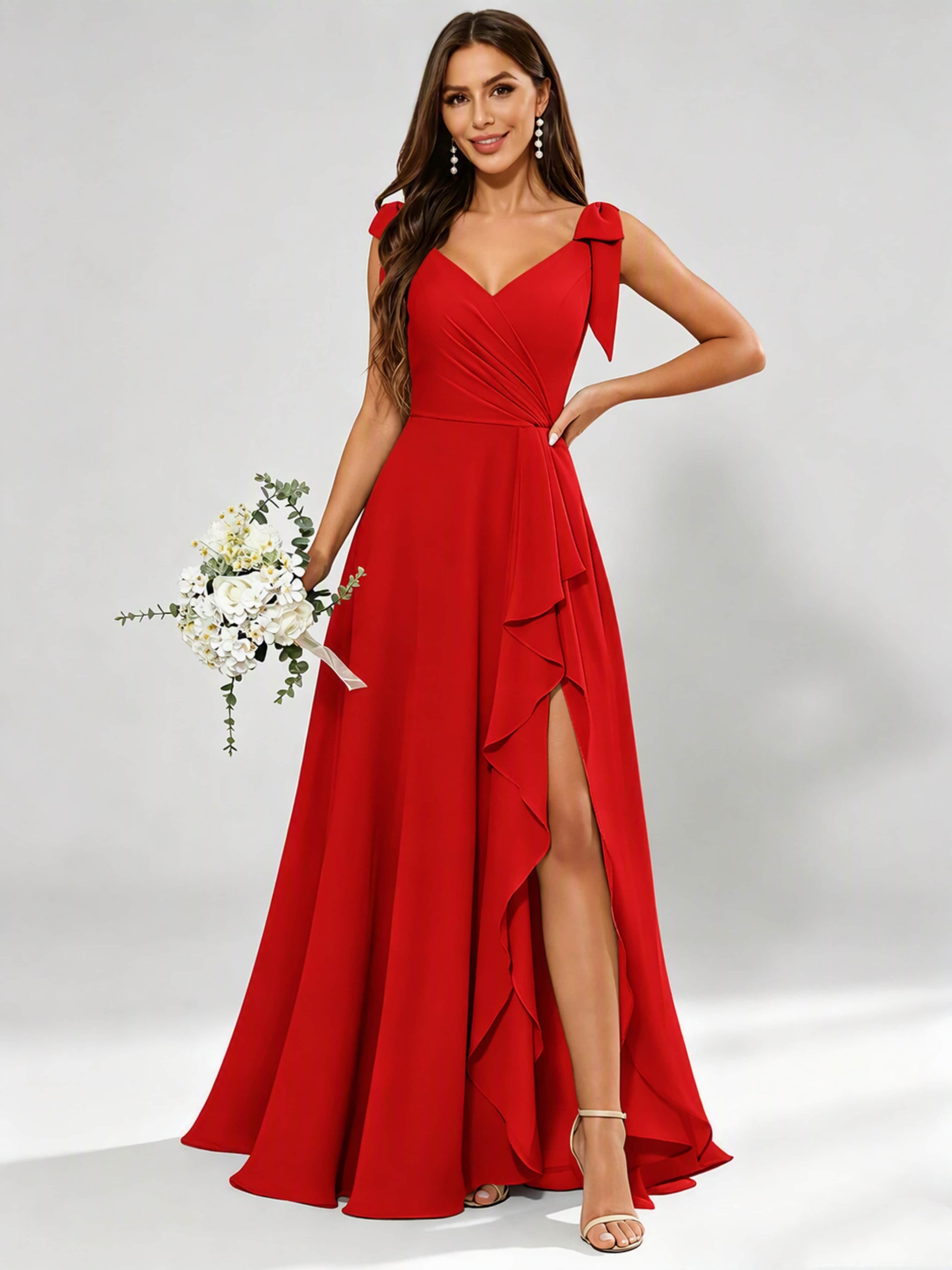 V-Neck Chiffon Bridesmaid Dresses