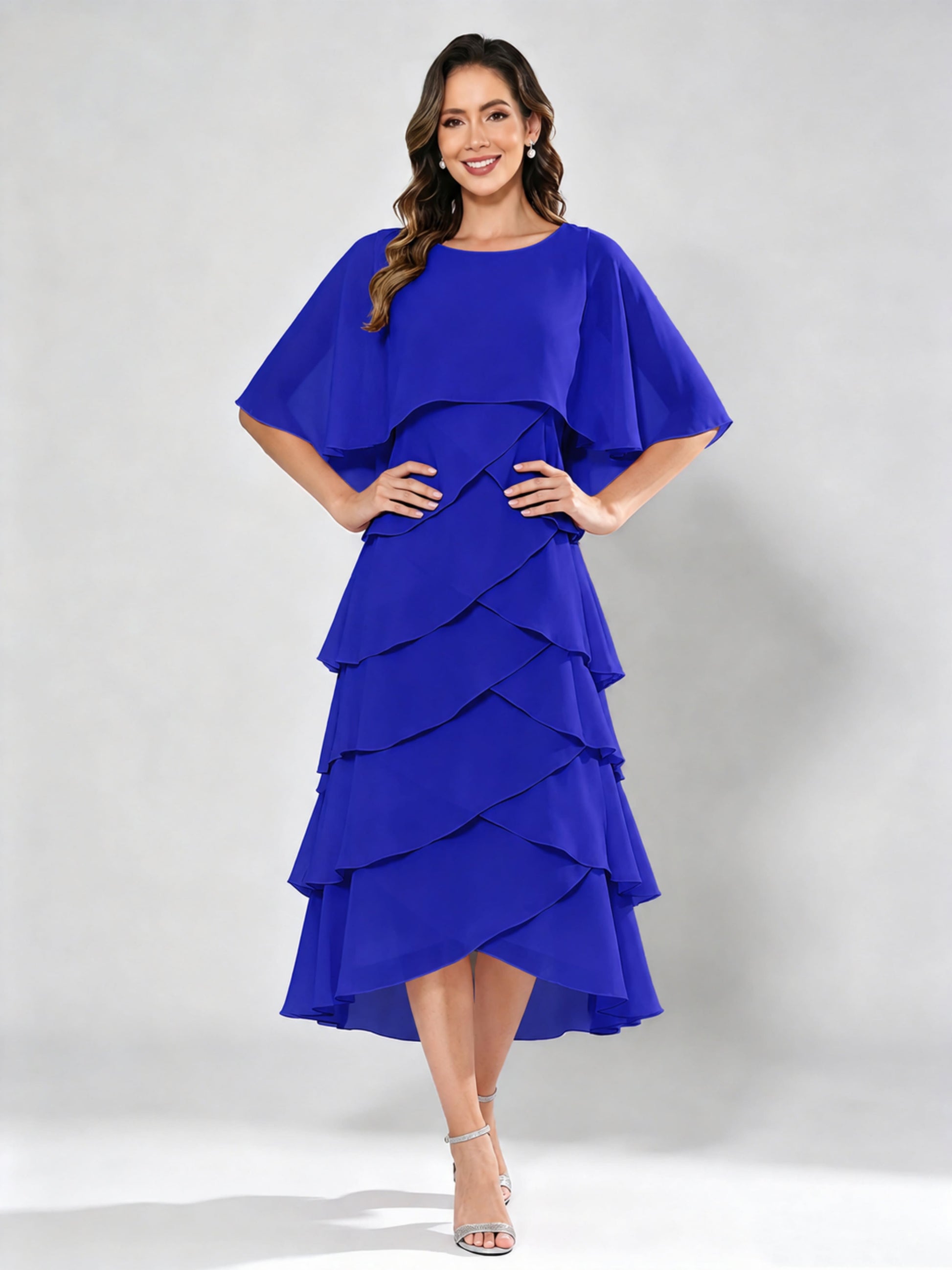 Chiffon Tiered Mother of The Bride Dress for Women Wedding