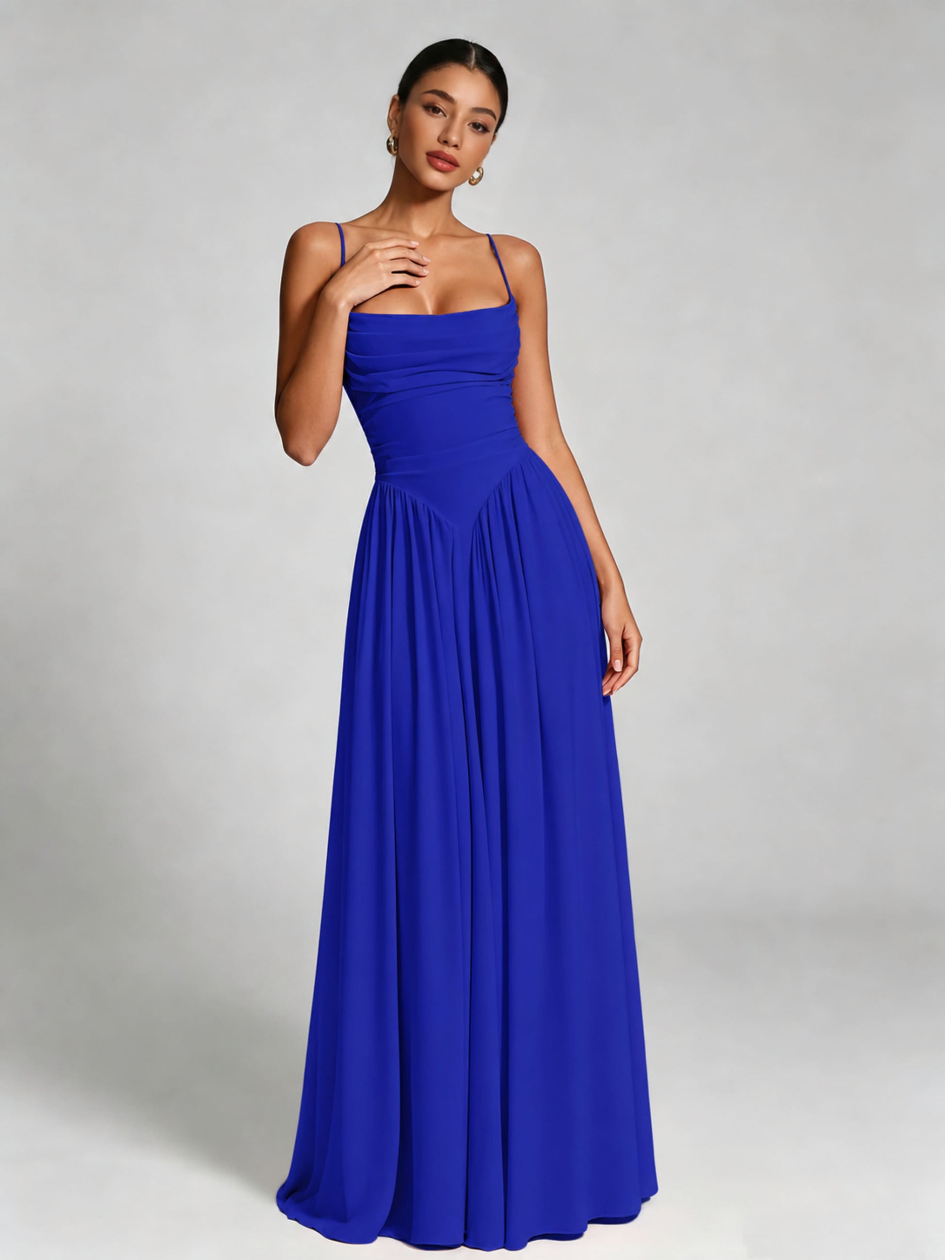 Spaghetti Straps Bridesmaid Dresses Chiffon Backless Wedding Guest Gown