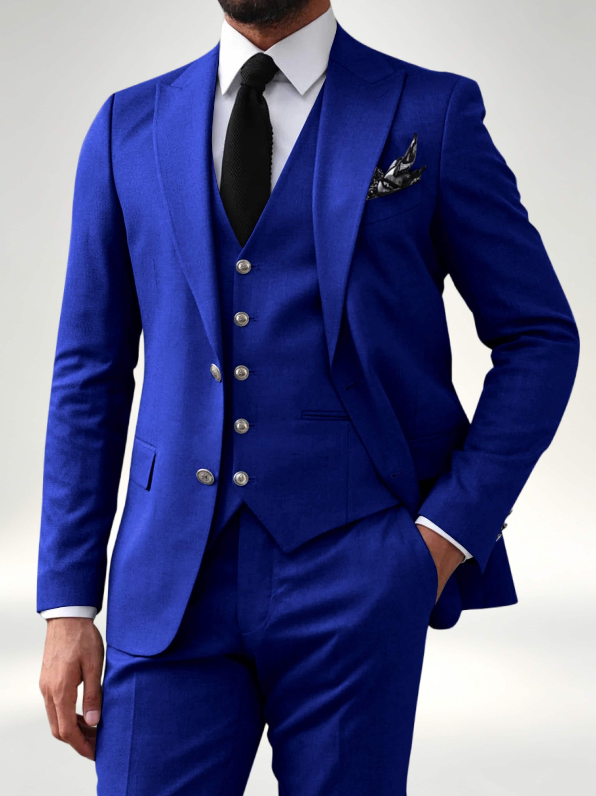 Elegant Men's 2 Button Solid 3 Pieces Formal Wedding Suits