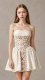 Satin Lace A-Line Short Wedding Dress for Women