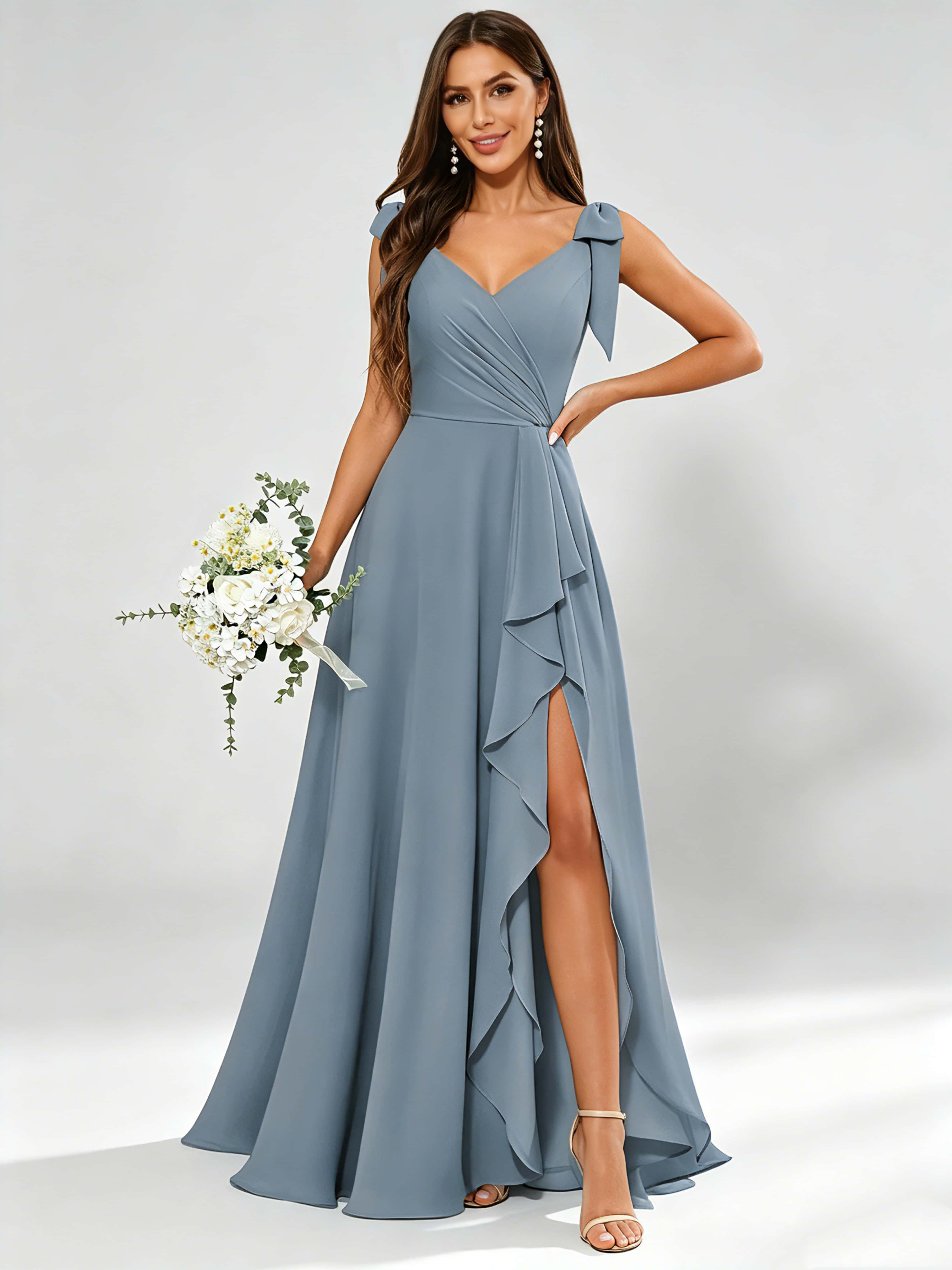 V-Neck Chiffon Bridesmaid Dresses