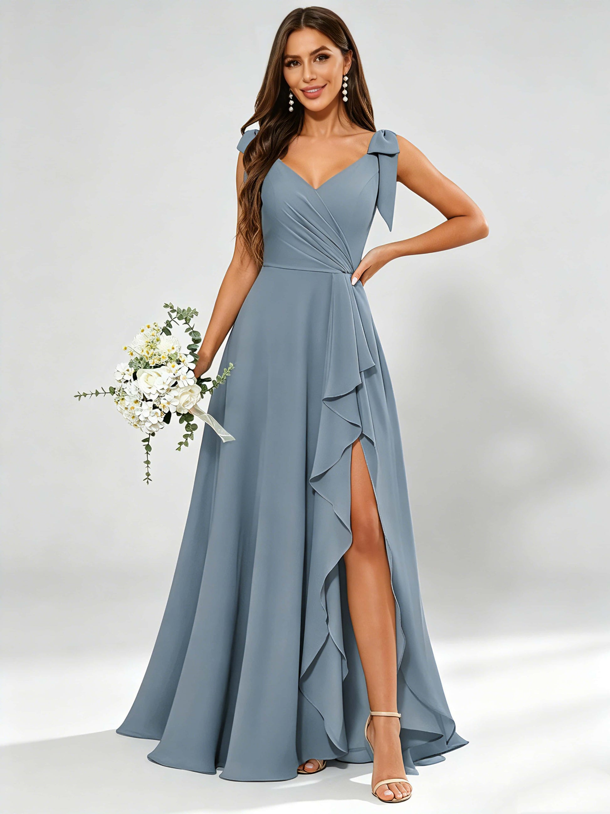 V-Neck Chiffon Bridesmaid Dresses