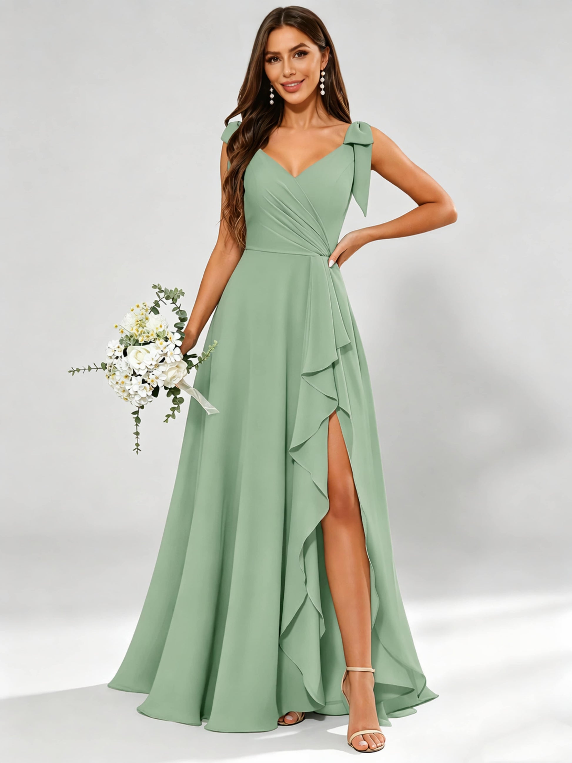 V-Neck Chiffon Bridesmaid Dresses
