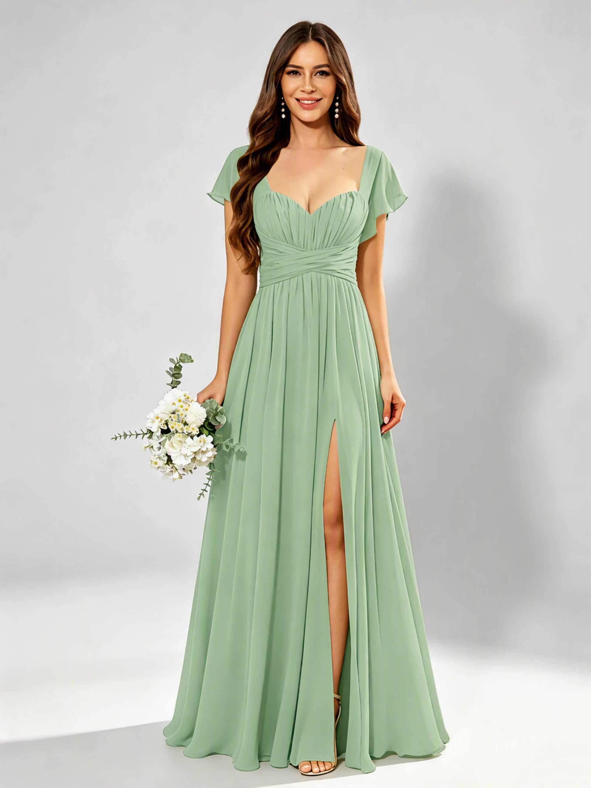 Chiffon Sweetheart Neck Empire Waist Bridesmaid Dresses