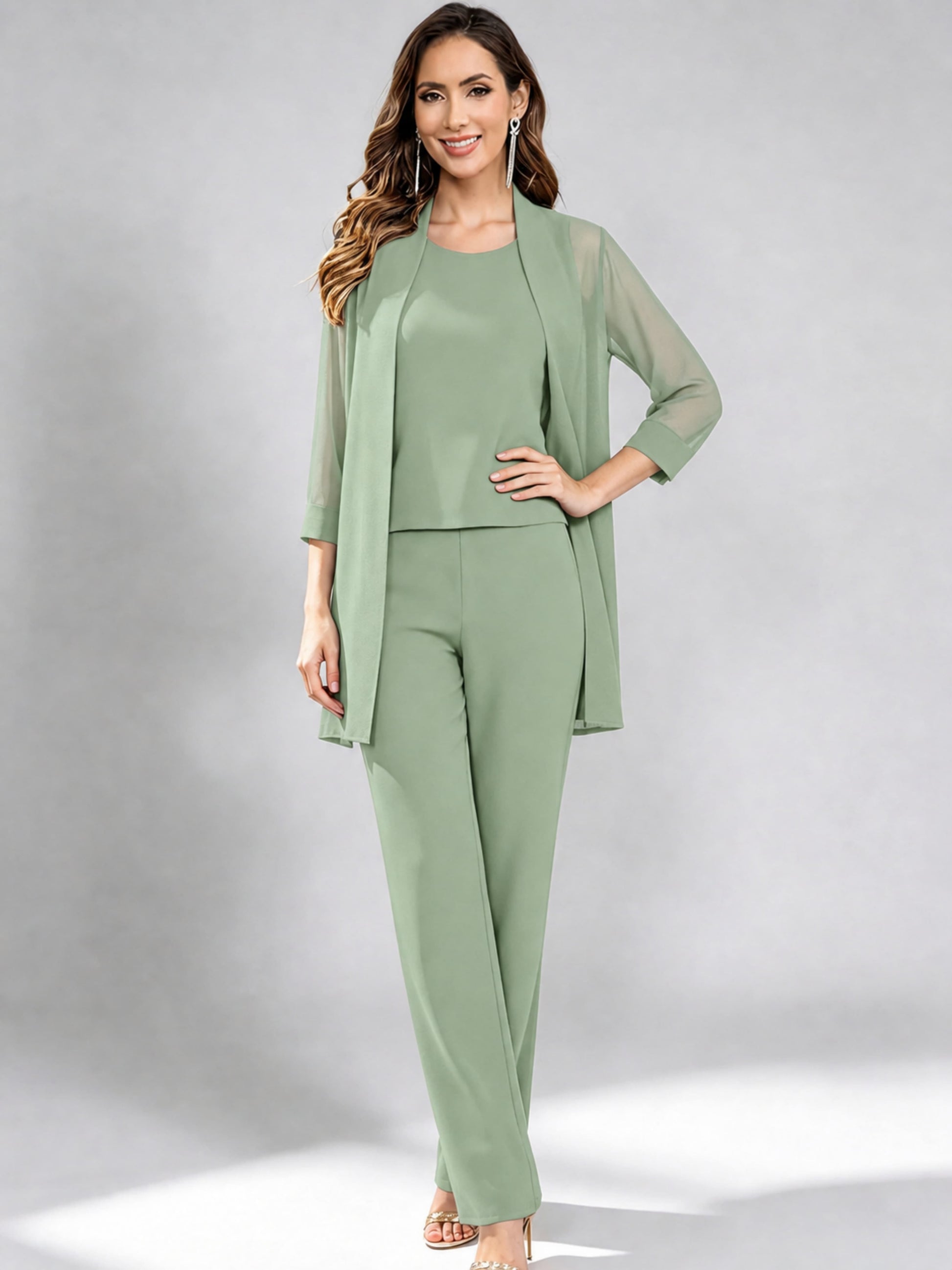 3 Pieces Mother of The Bride Pantsuits Formal Dressy Outfit