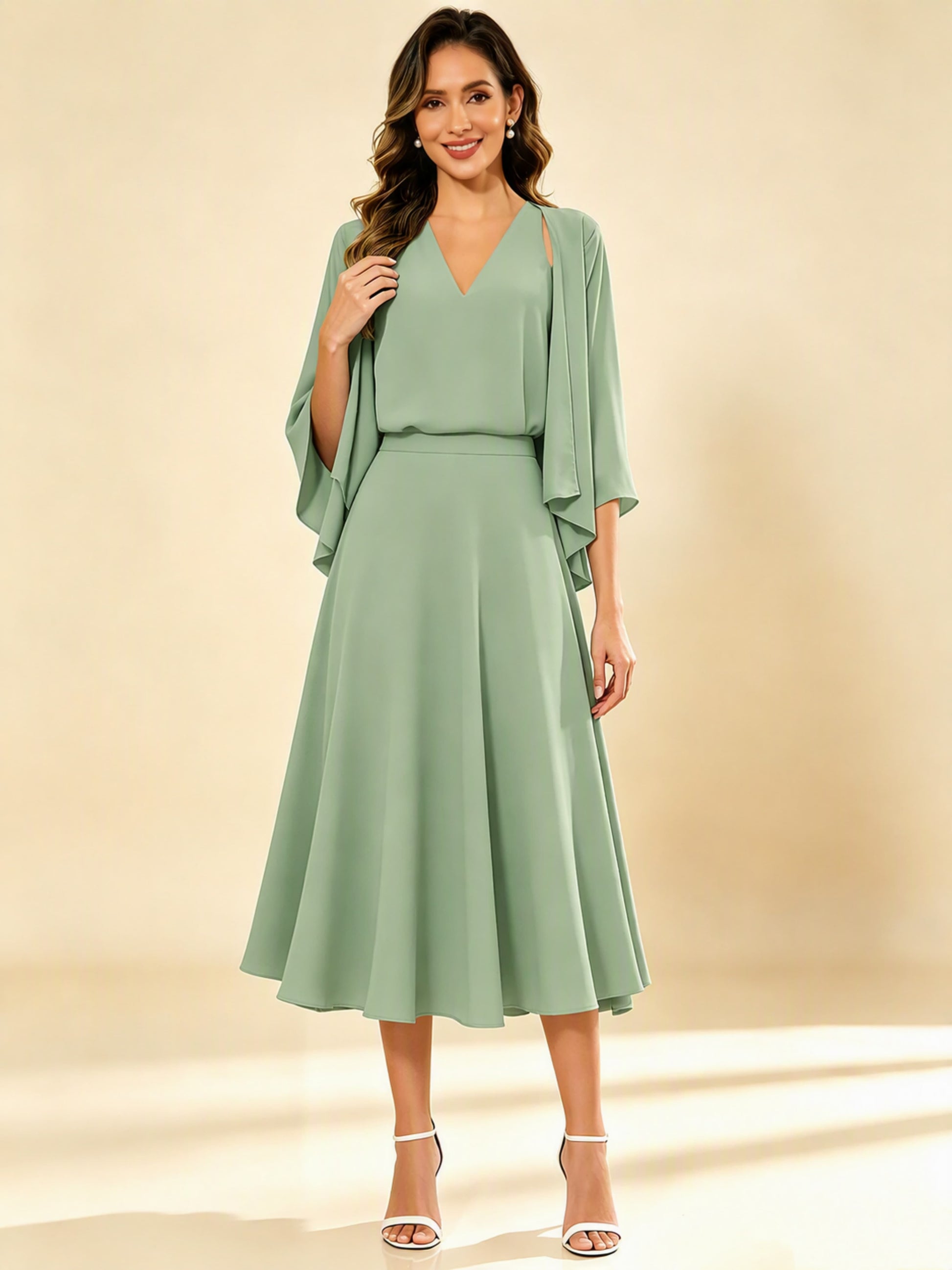 A-Line Chiffon 3 Pieces Dressy Mother of The Bride Dresses