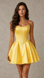 Satin Peal Homecoming Dress for Teens Corset Short Prom Gown