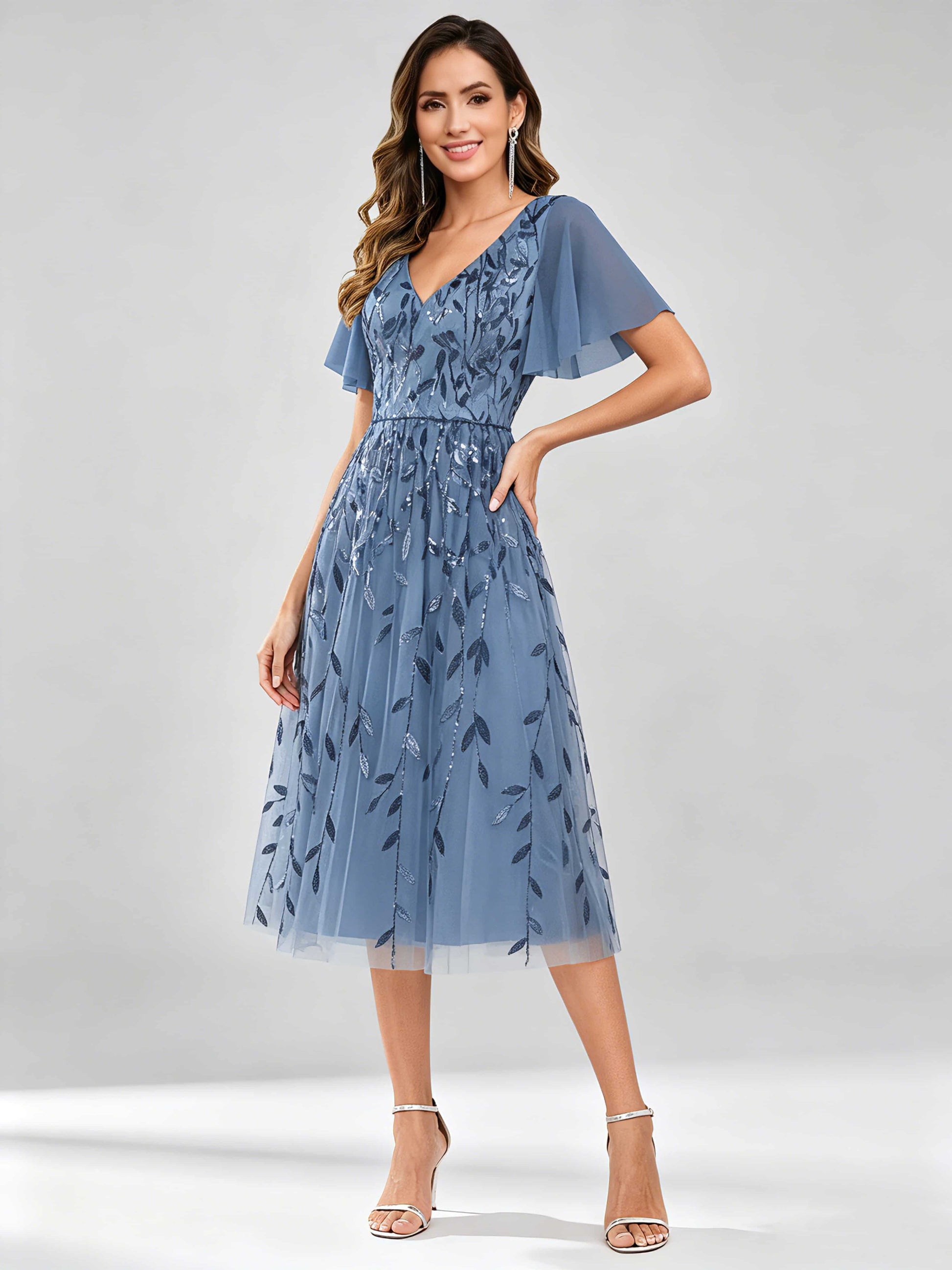 Modern A-Line Leaf Sequins Mother of the Bride & Groom Dresses