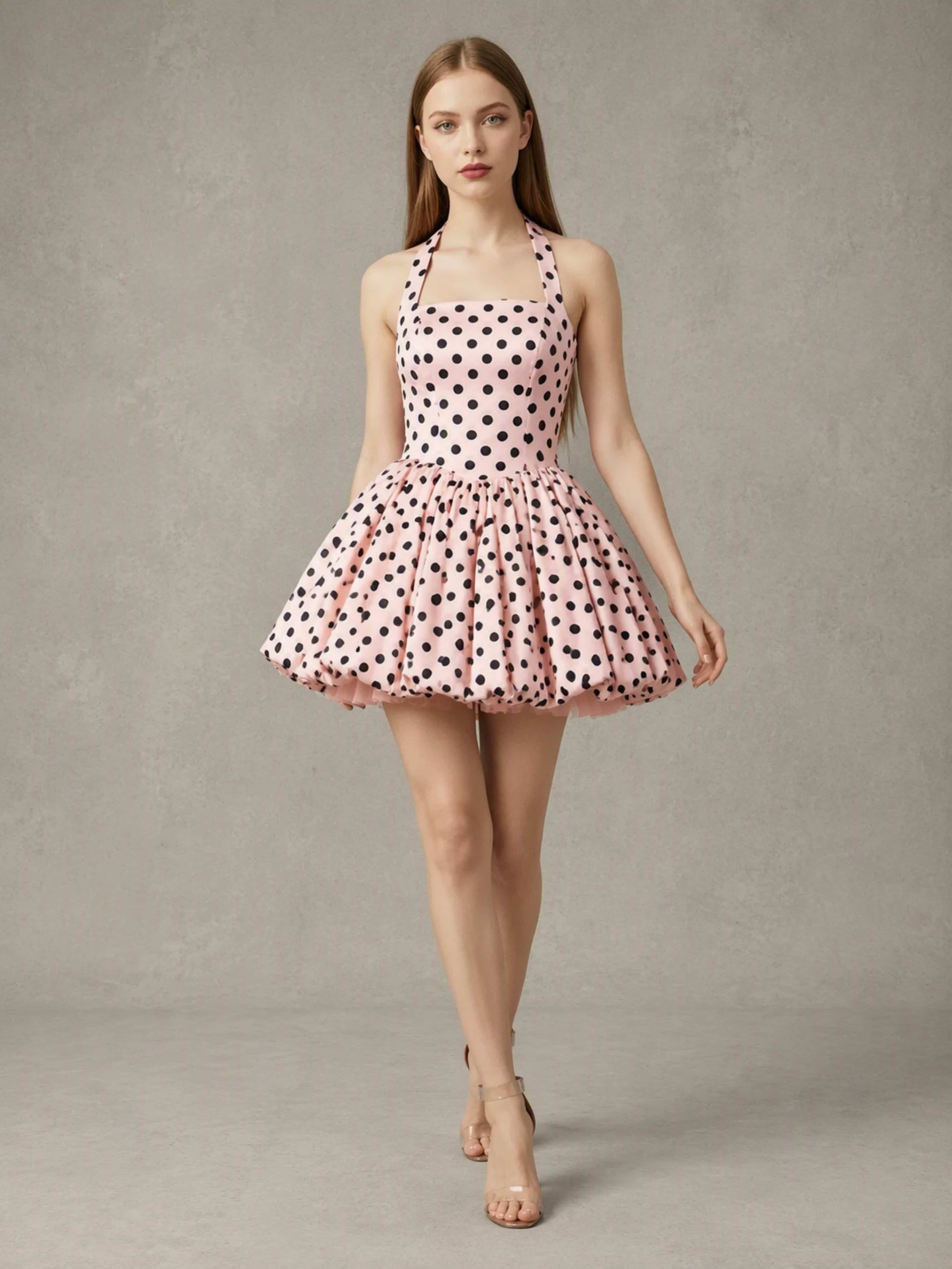 Satin Bubble Homecoming Dresses for Teens Halter Mini Gown