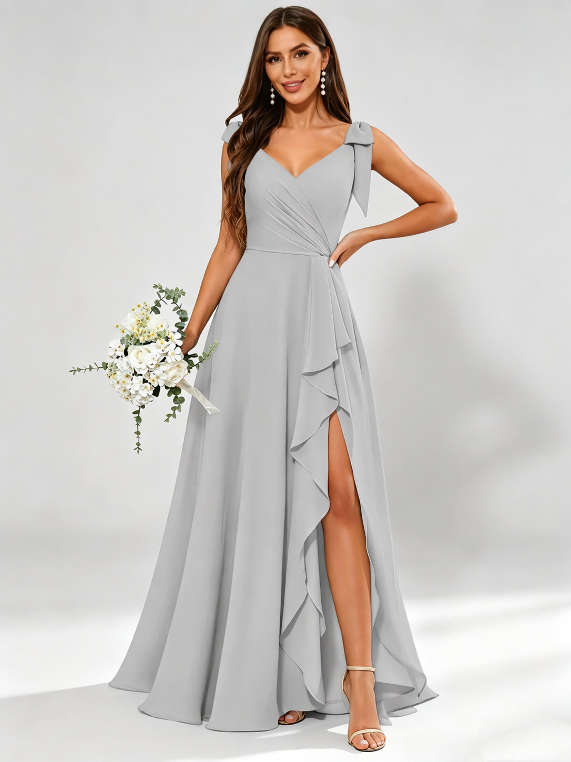 V-Neck Chiffon Bridesmaid Dresses