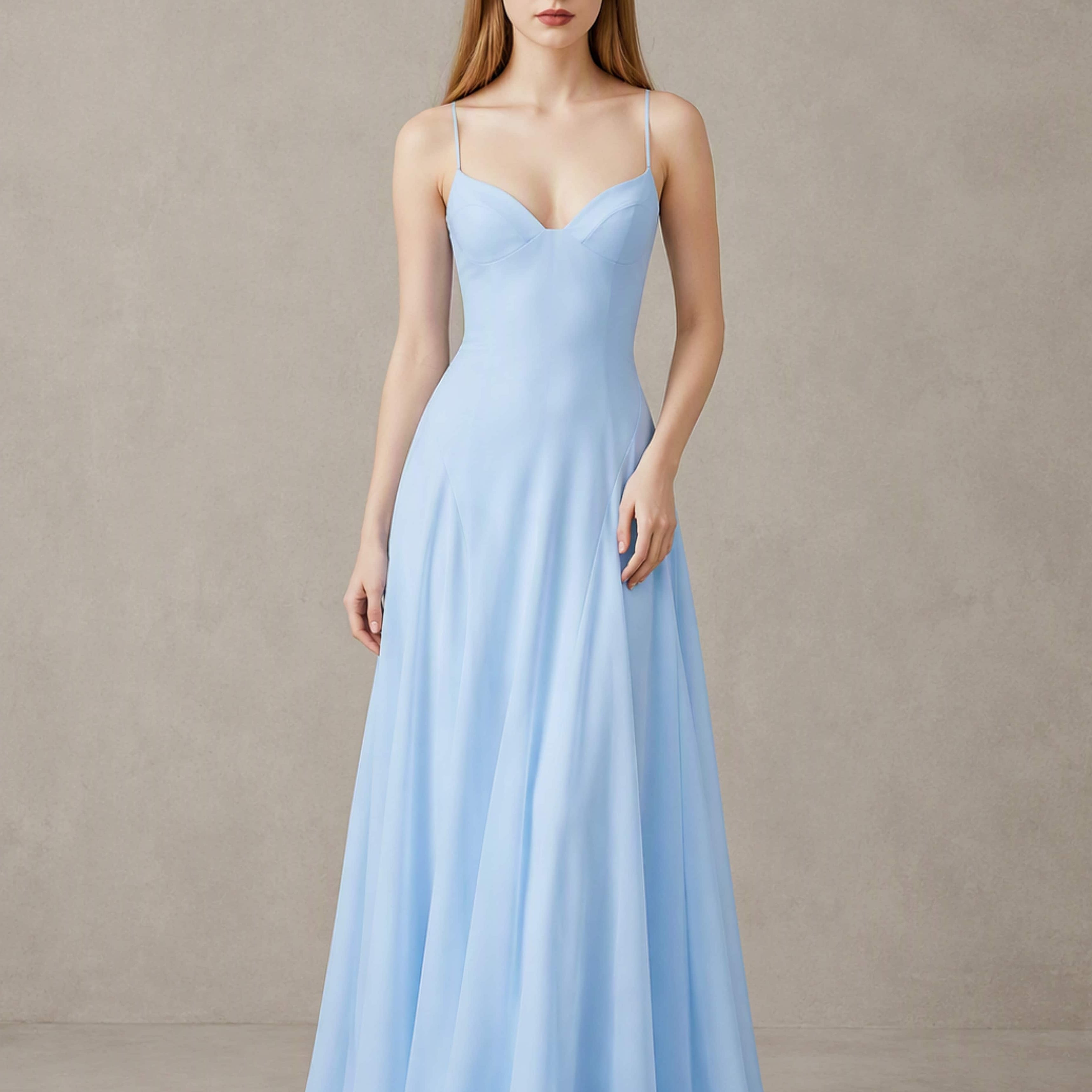 Chiffon Spaghetti Straps Sweetheart Neck Formal Evening Dress